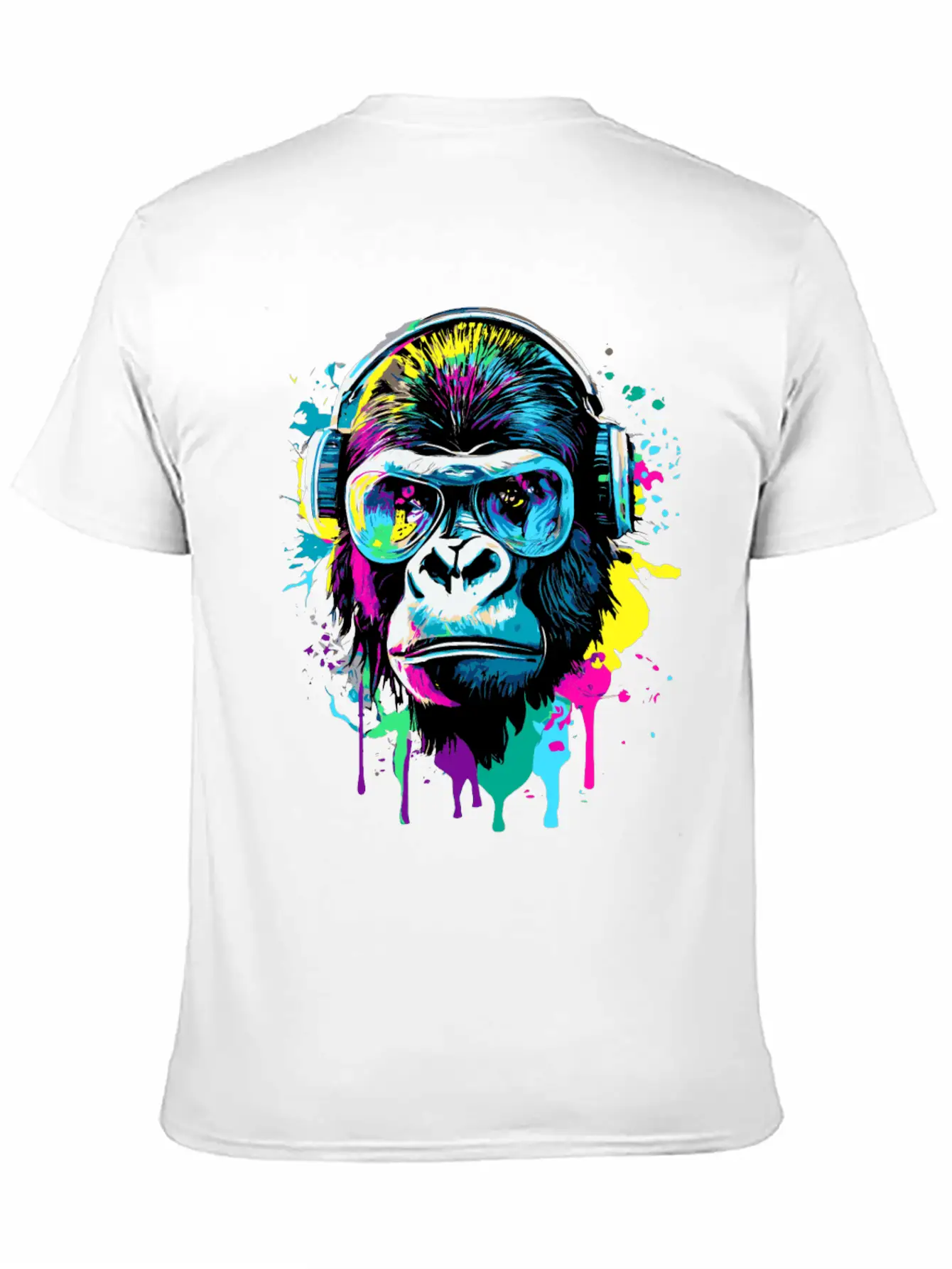 Gorilla With Headphones - Gorilla Illustration Timeless Short Sleeve Tee – Comfy And Minimalist Design
