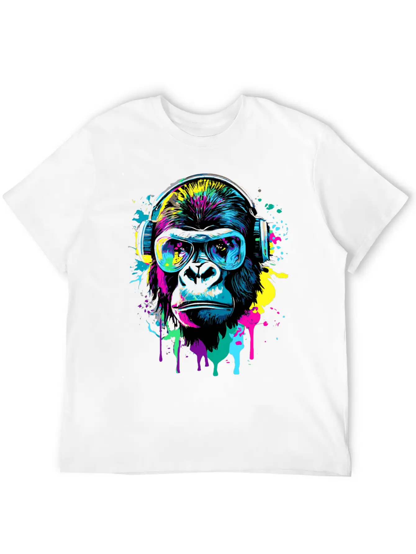 Gorilla With Headphones - Gorilla Illustration Timeless Short Sleeve Tee – Comfy And Minimalist Design