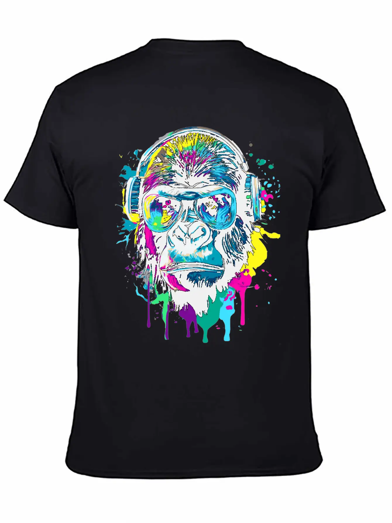 Gorilla With Headphones - Gorilla Illustration Timeless Short Sleeve Tee – Comfy And Minimalist Design