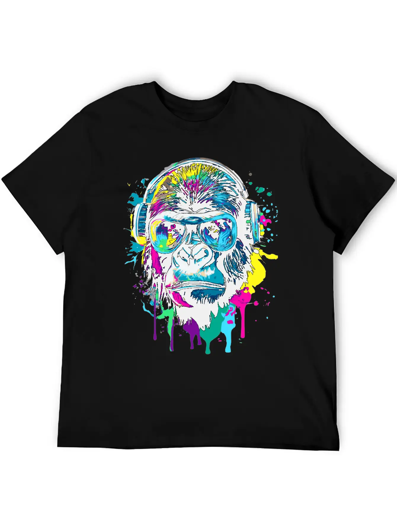 Gorilla With Headphones - Gorilla Illustration Timeless Short Sleeve Tee – Comfy And Minimalist Design