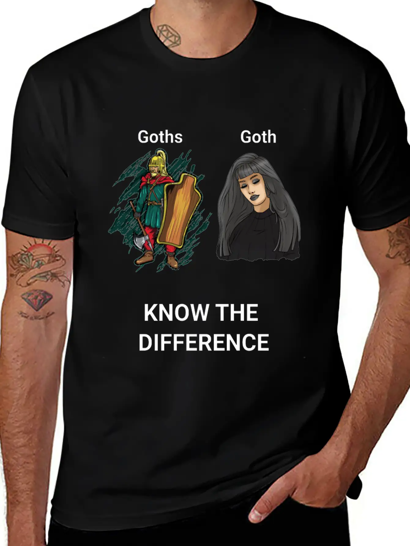 Goth Warrior Vs Goth Girl Basic Graphic T-Shirt – Daily Comfort In Soft Cotton