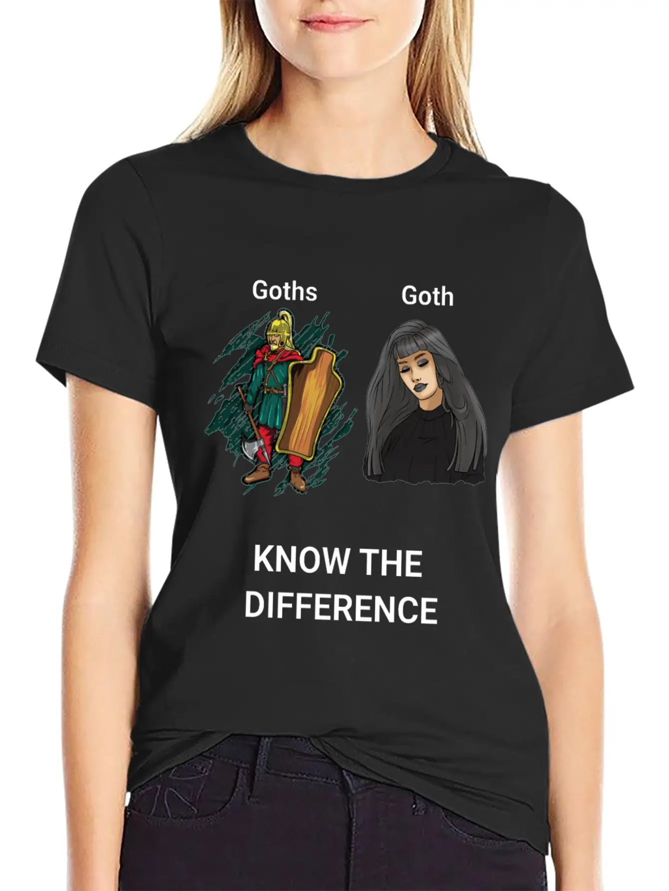 Goth Warrior Vs Goth Girl Basic Graphic T-Shirt – Daily Comfort In Soft Cotton