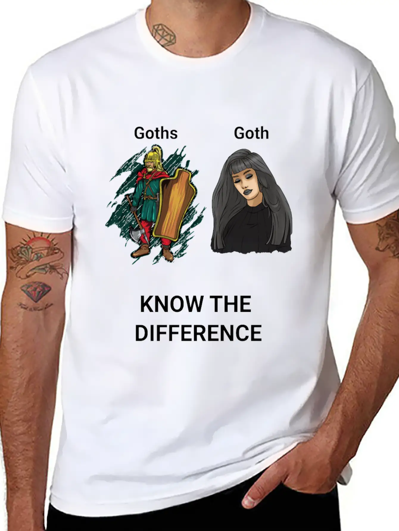 Goth Warrior Vs Goth Girl Basic Graphic T-Shirt – Daily Comfort In Soft Cotton