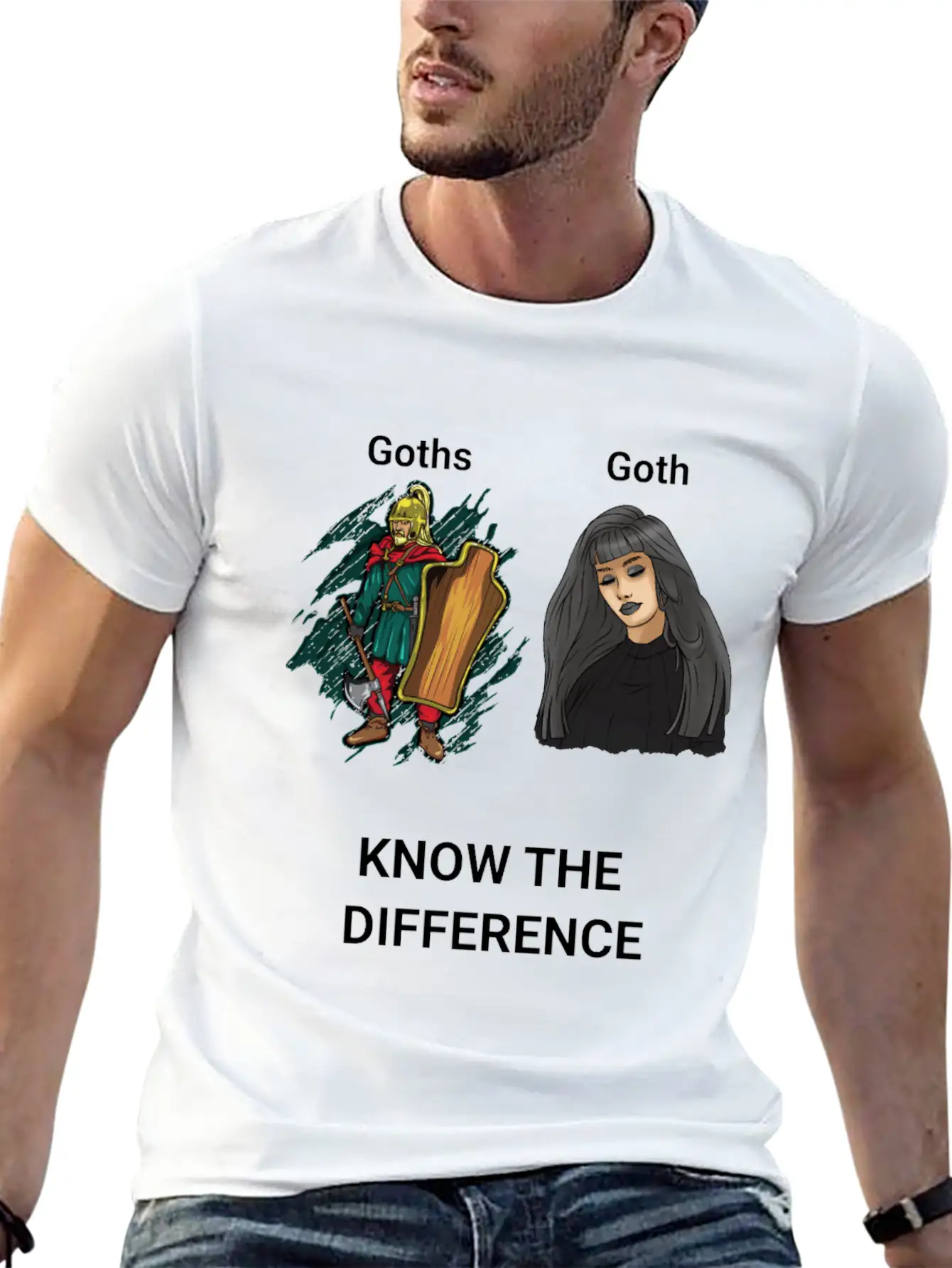 Goth Warrior Vs Goth Girl Basic Graphic T-Shirt – Daily Comfort In Soft Cotton