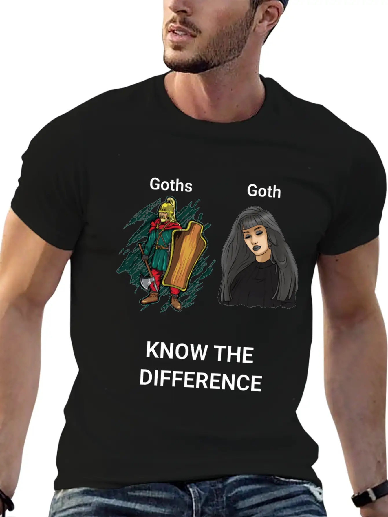 Goth Warrior Vs Goth Girl Basic Graphic T-Shirt – Daily Comfort In Soft Cotton