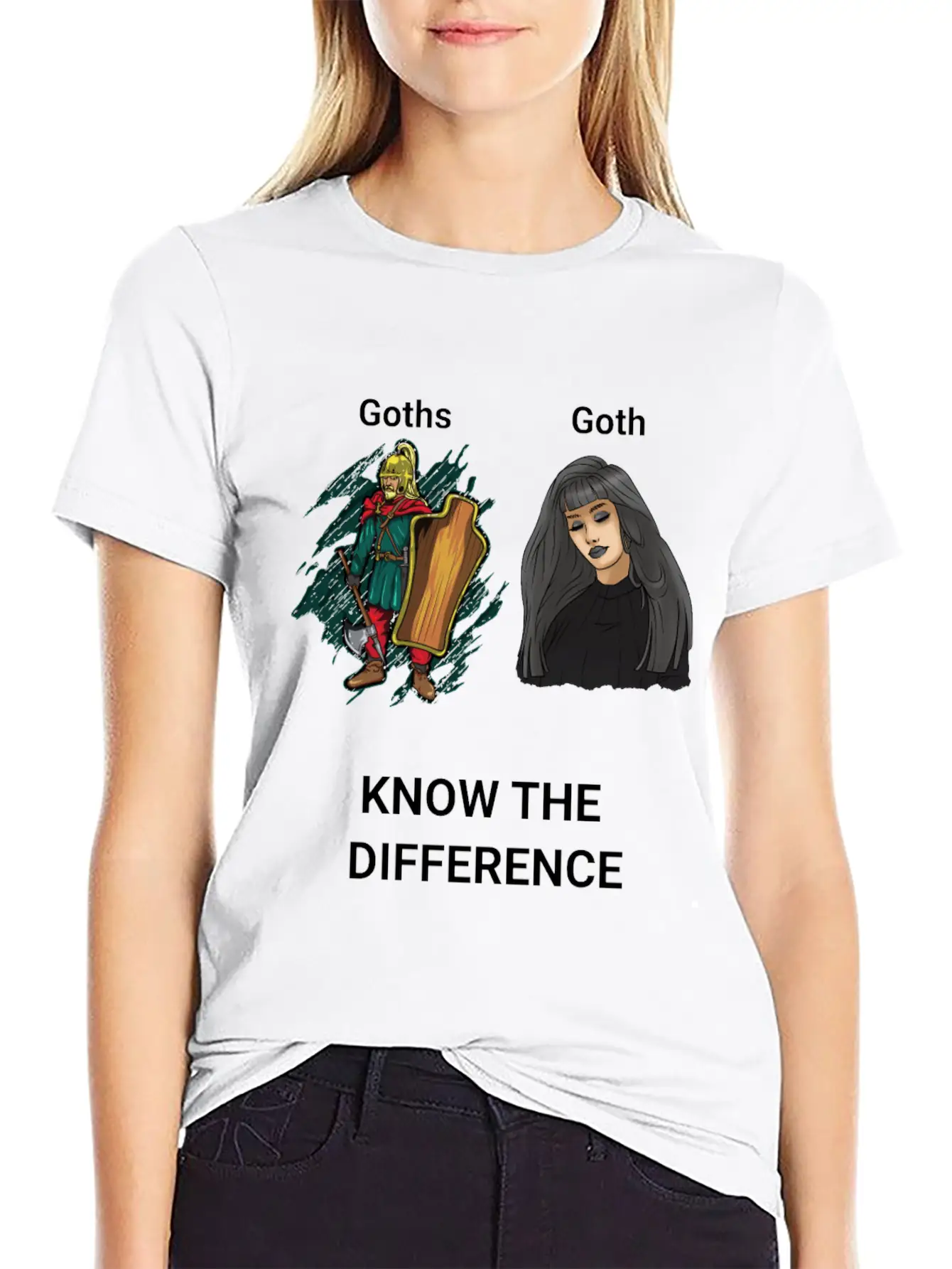 Goth Warrior Vs Goth Girl Basic Graphic T-Shirt – Daily Comfort In Soft Cotton