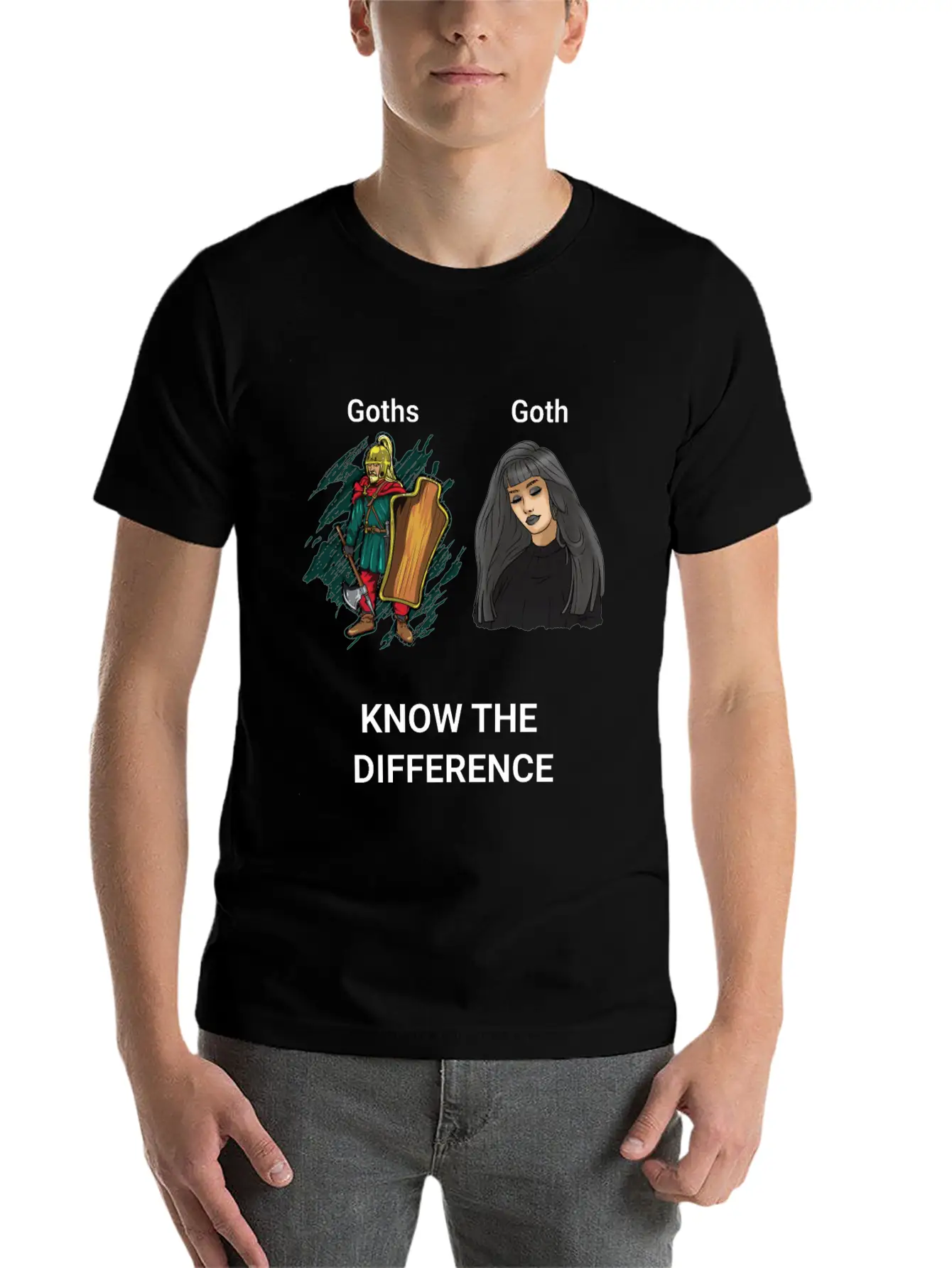 Goth Warrior Vs Goth Girl Basic Graphic T-Shirt – Daily Comfort In Soft Cotton