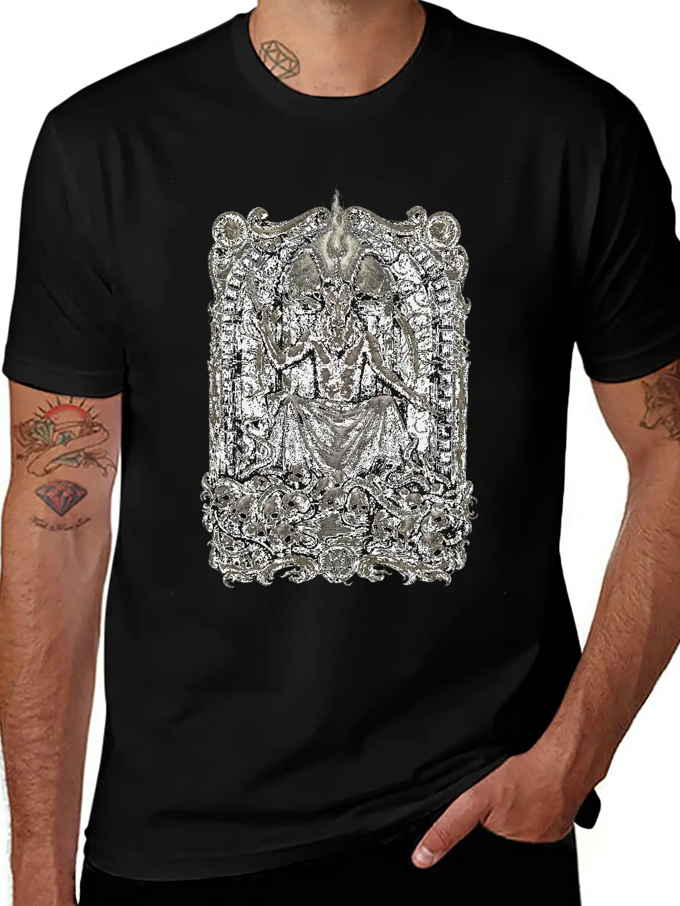 Gothic Baphomet Throne Stylish Everyday T-Shirt – Unisex Basic Cotton Tee