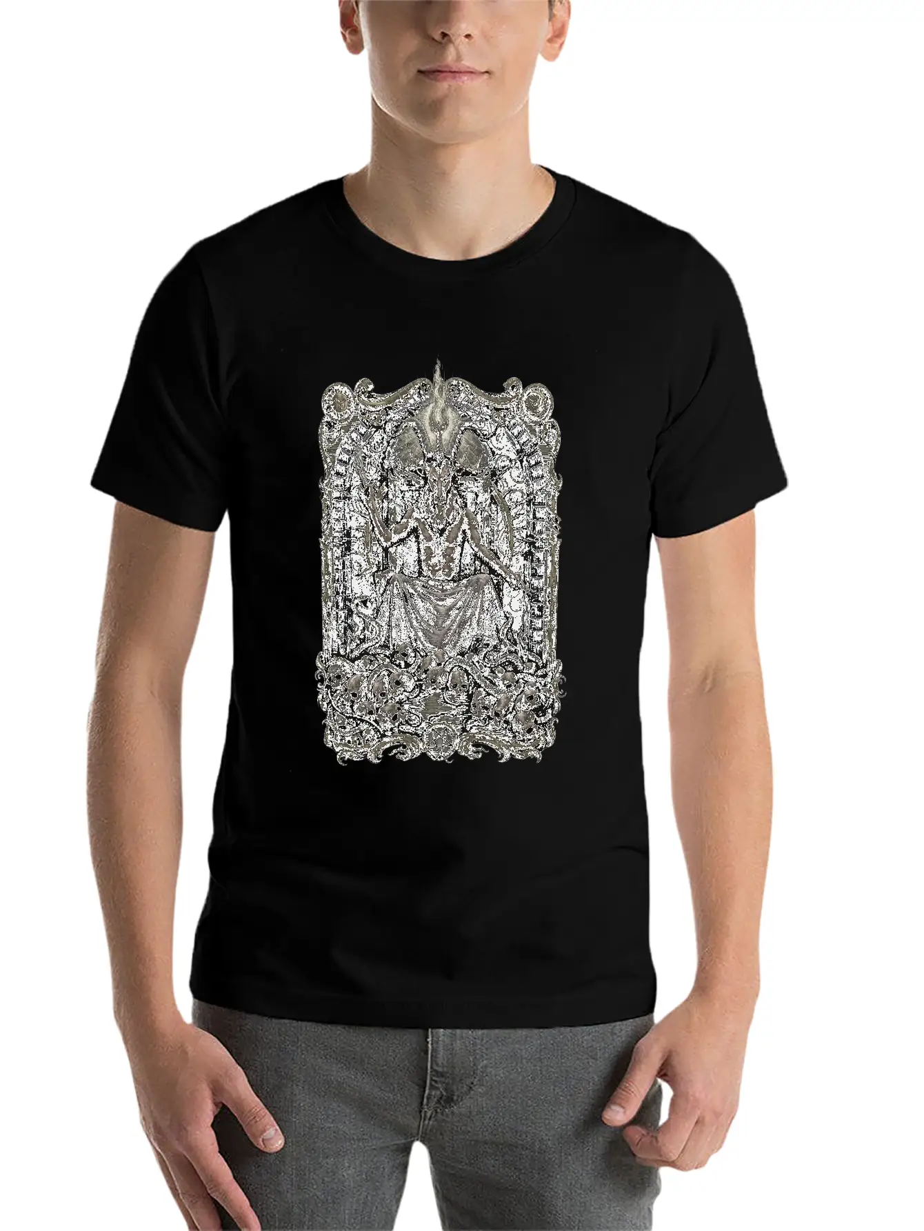 Gothic Baphomet Throne Stylish Everyday T-Shirt – Unisex Basic Cotton Tee
