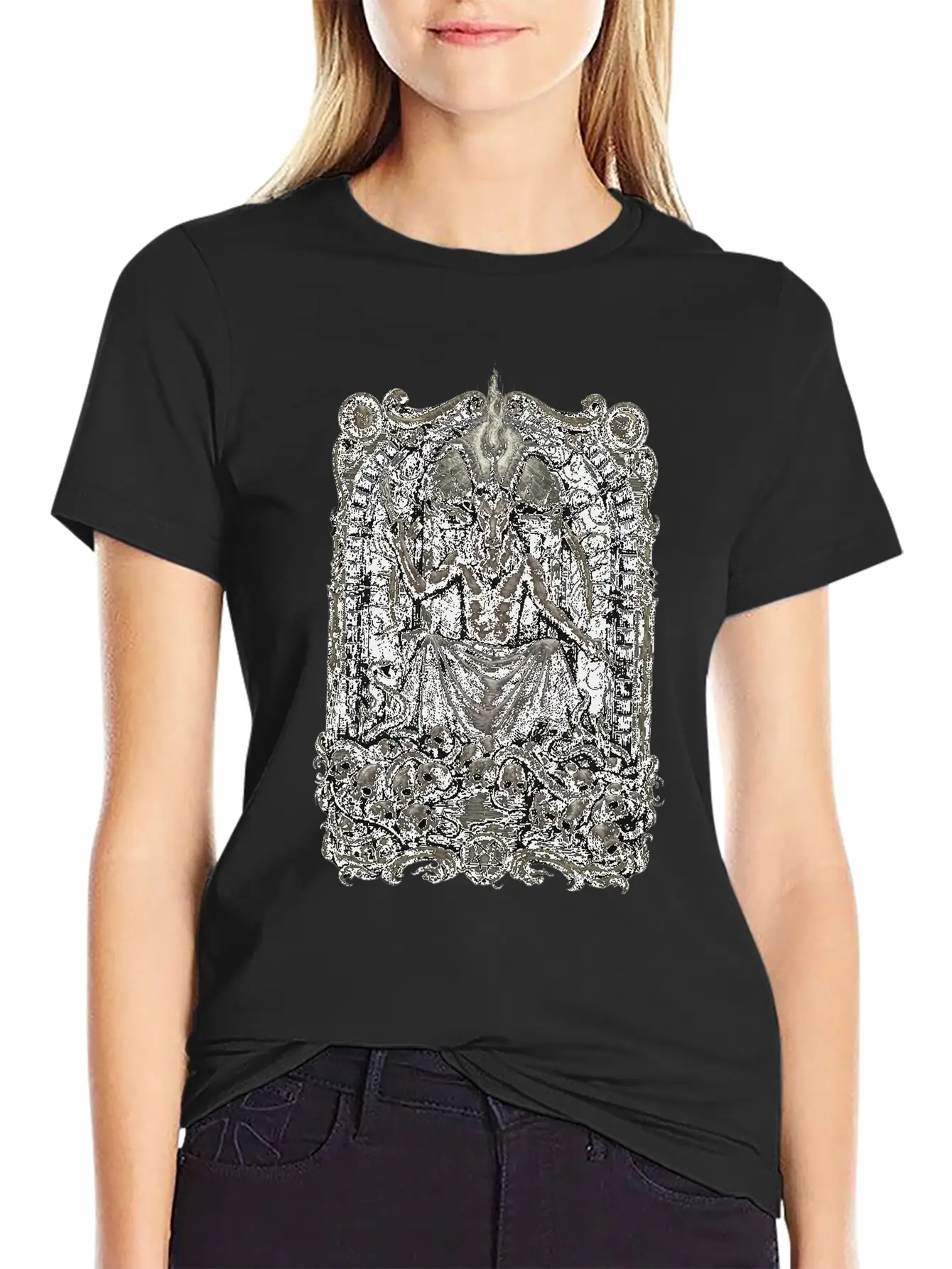 Gothic Baphomet Throne Stylish Everyday T-Shirt – Unisex Basic Cotton Tee