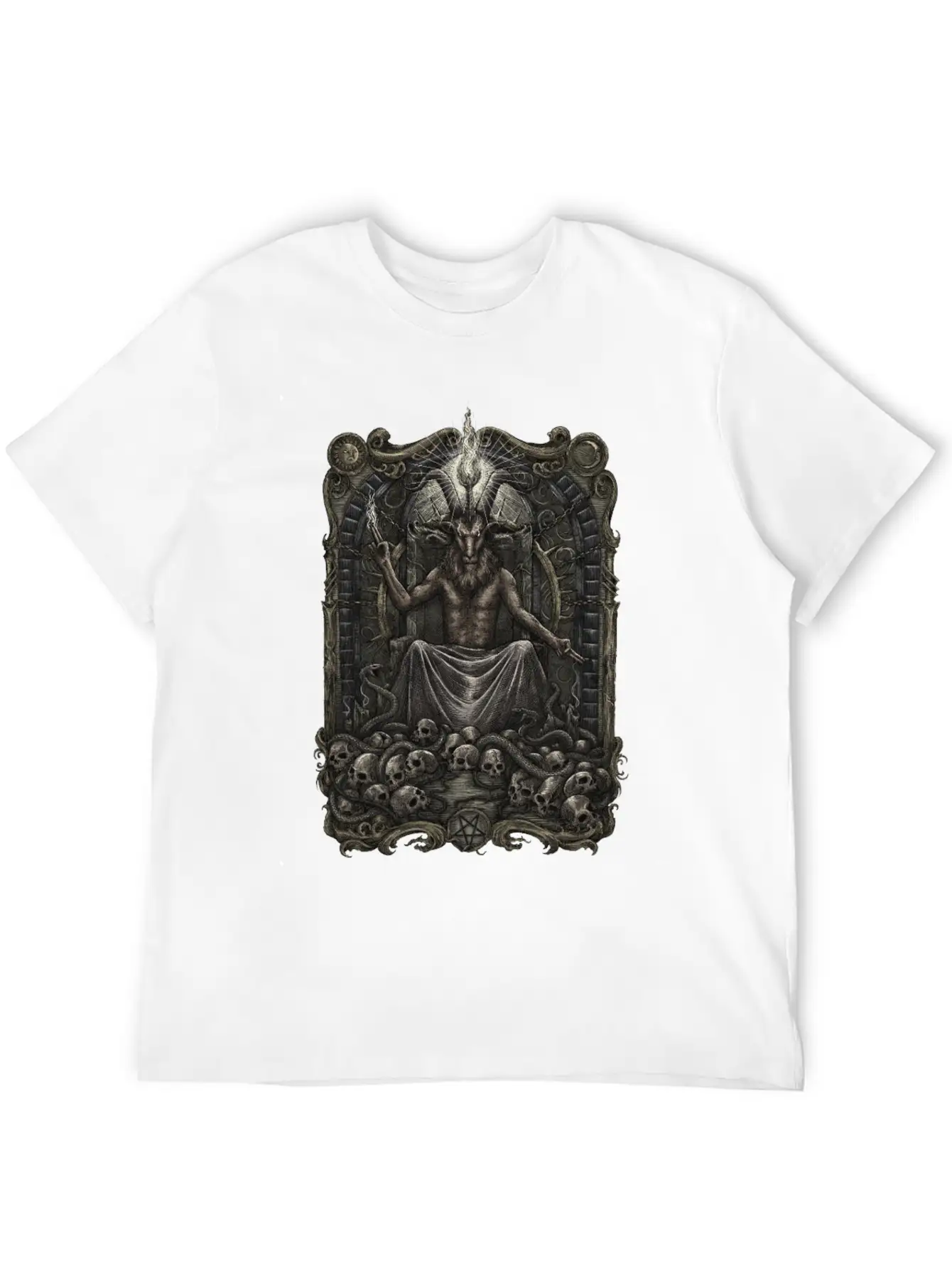 Gothic Baphomet Throne Stylish Everyday T-Shirt – Unisex Basic Cotton Tee