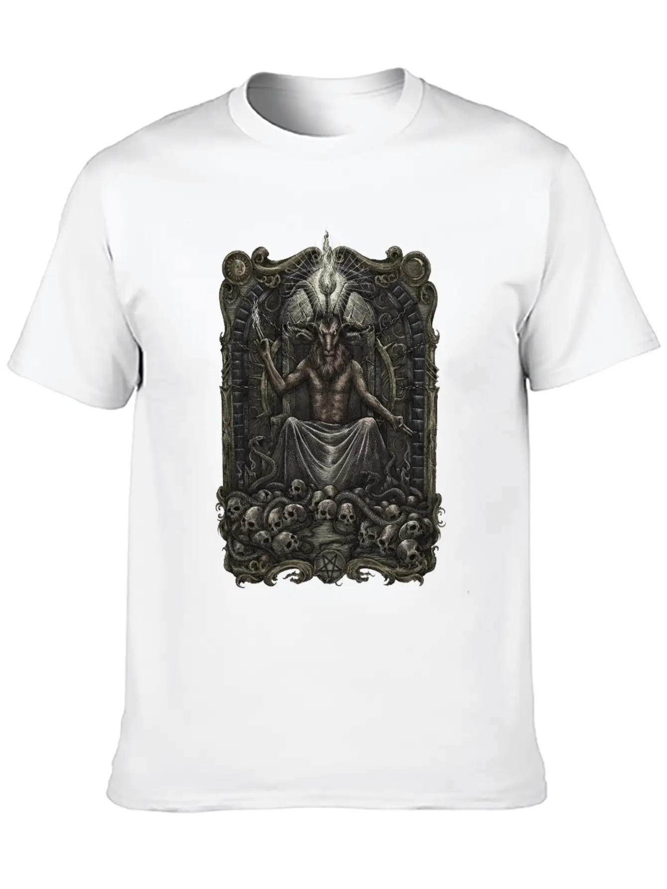 Gothic Baphomet Throne Stylish Everyday T-Shirt – Unisex Basic Cotton Tee