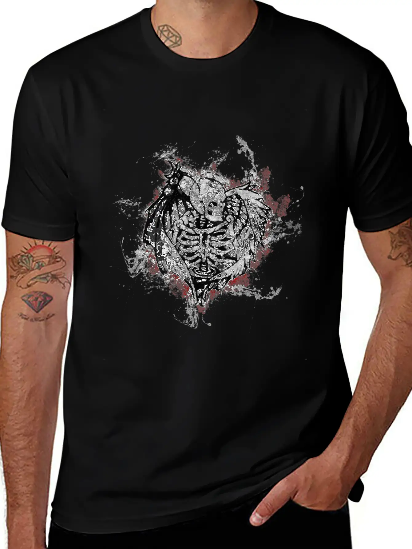 Gothic Monster Devil Paint Splatter Art Unisex Casual T-Shirt – Clean Design For Daily Comfort