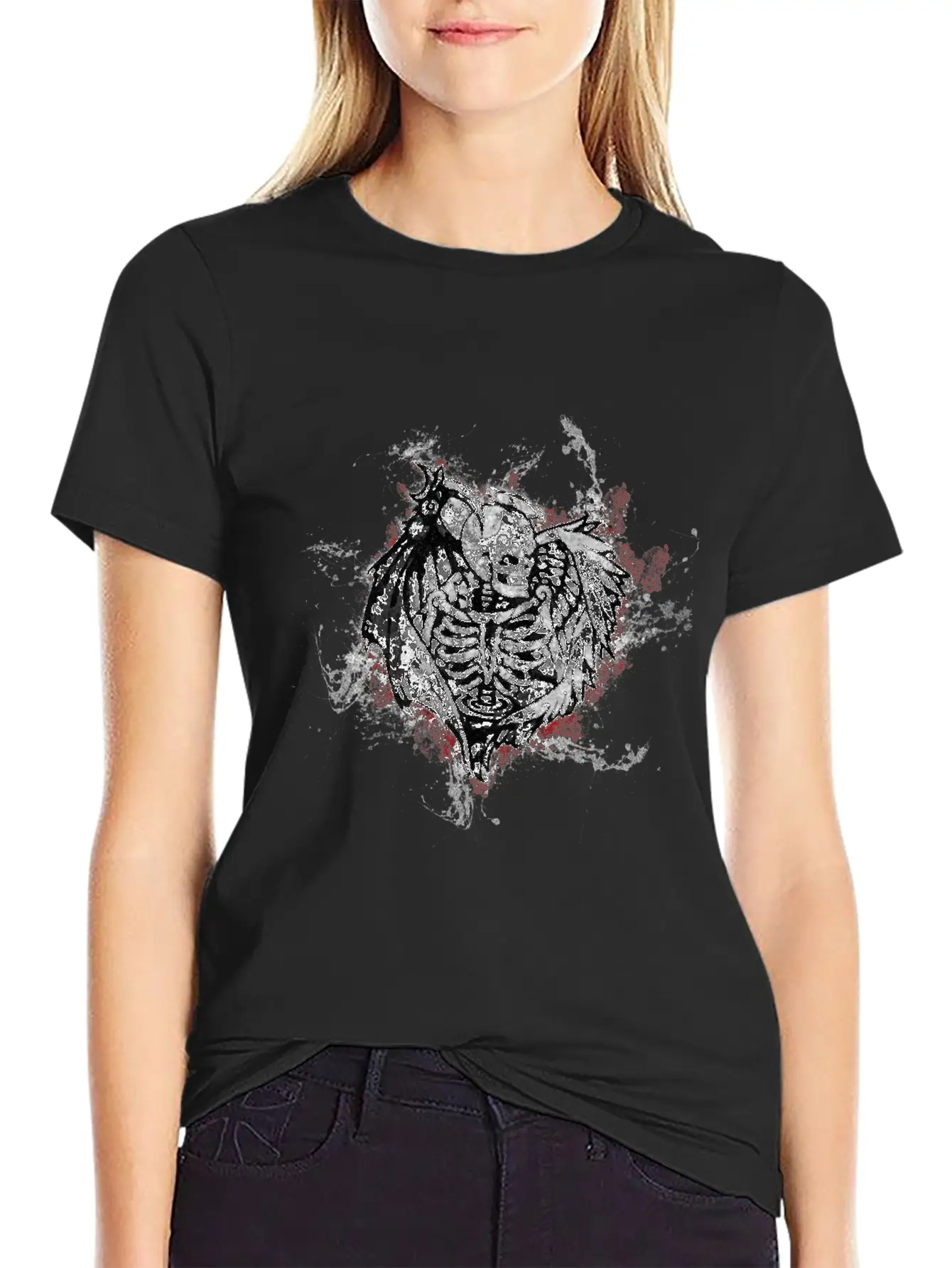 Gothic Monster Devil Paint Splatter Art Unisex Casual T-Shirt – Clean Design For Daily Comfort
