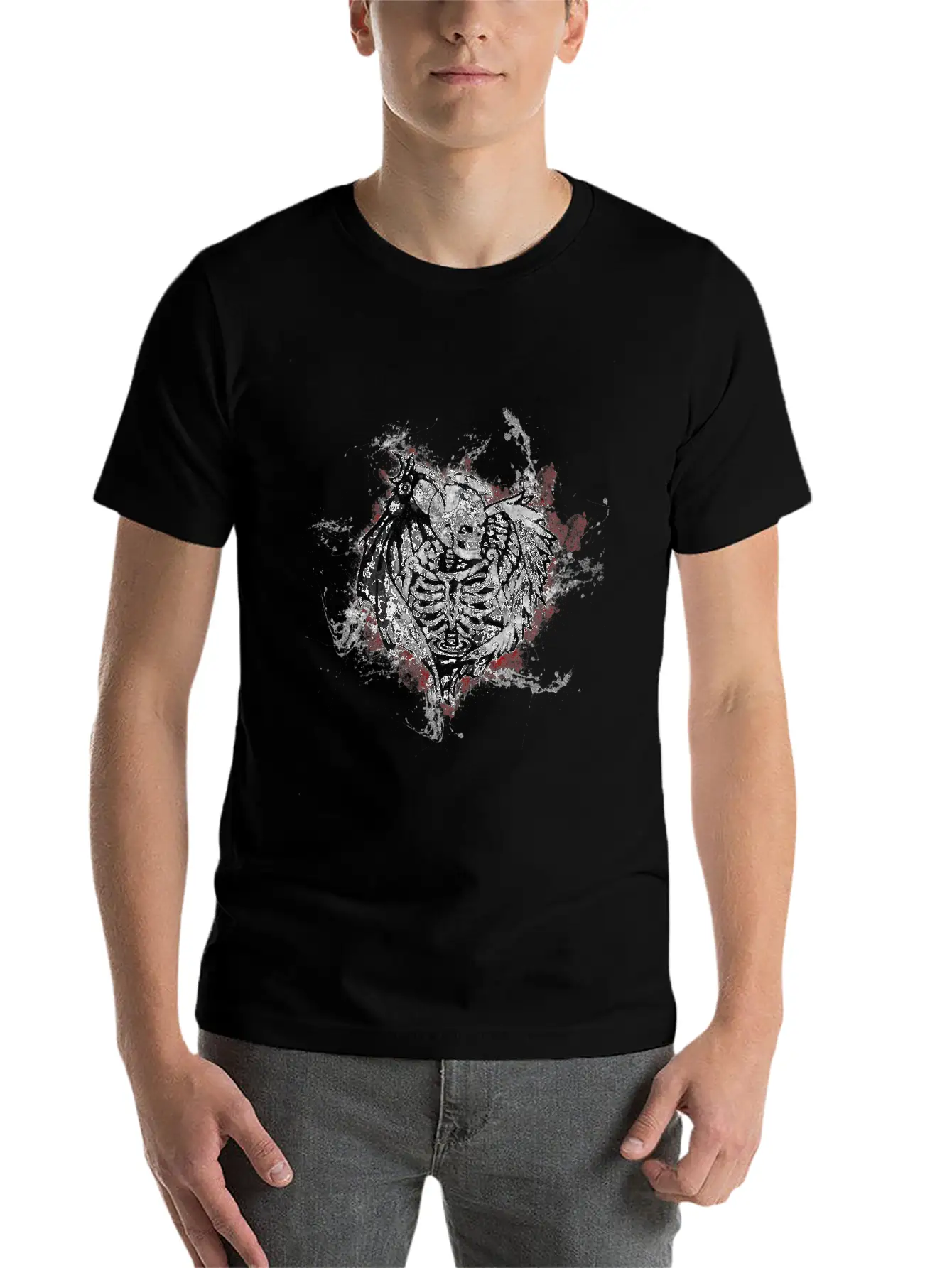 Gothic Monster Devil Paint Splatter Art Unisex Casual T-Shirt – Clean Design For Daily Comfort