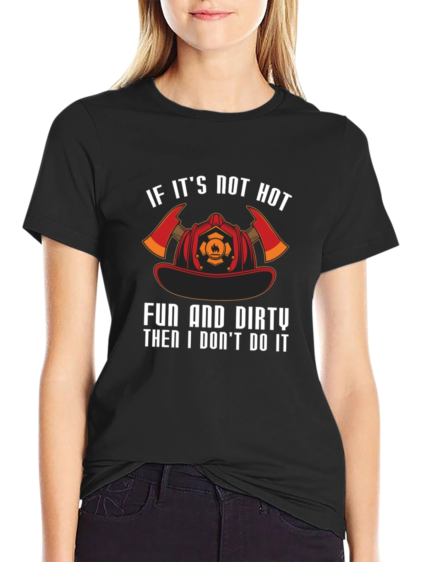 Firefighter Hot Fun & Dirty Black T-Shirt