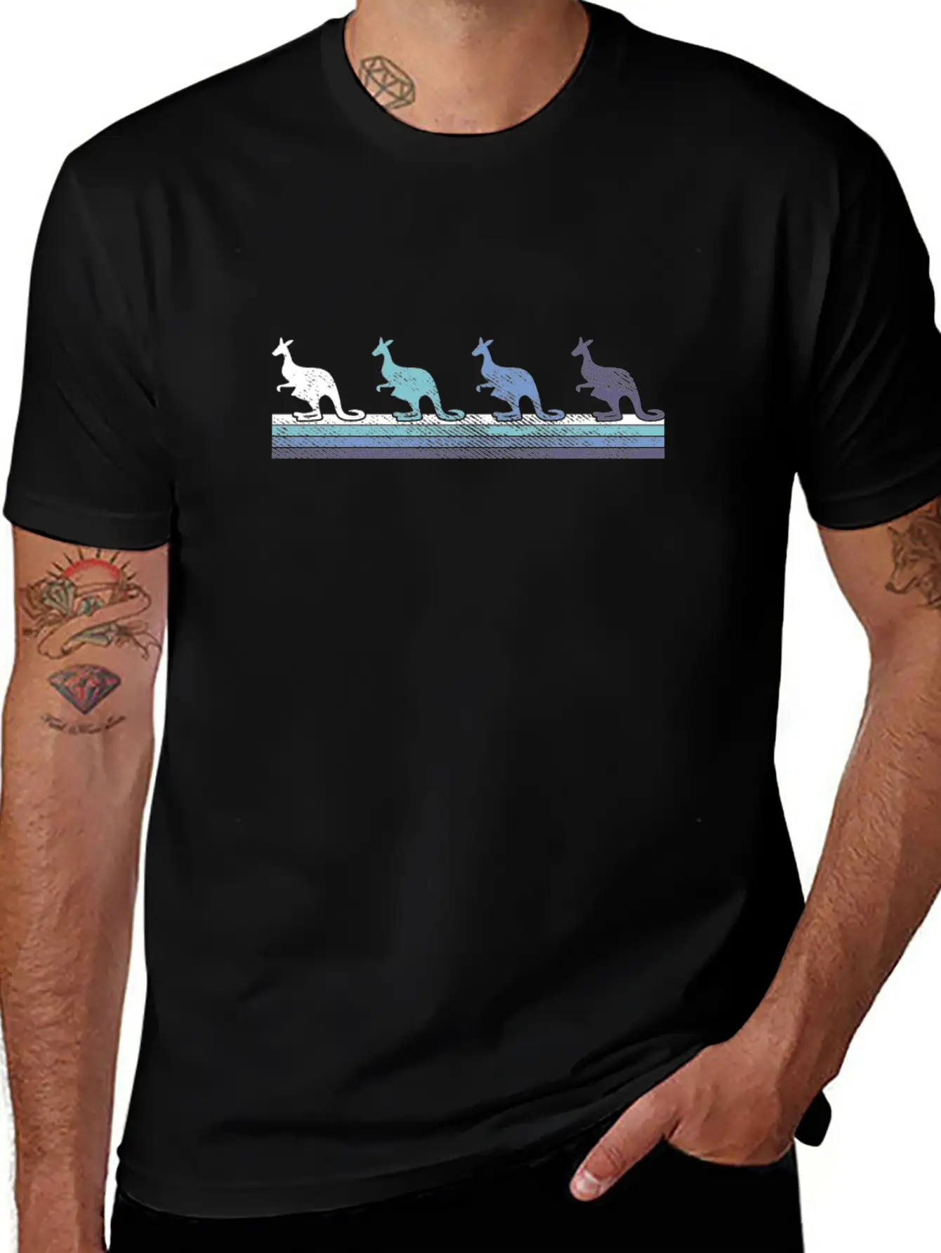 Gradient Kangaroo Silhouette Essential Unisex Summer Tee – Soft Cotton Casual Fit