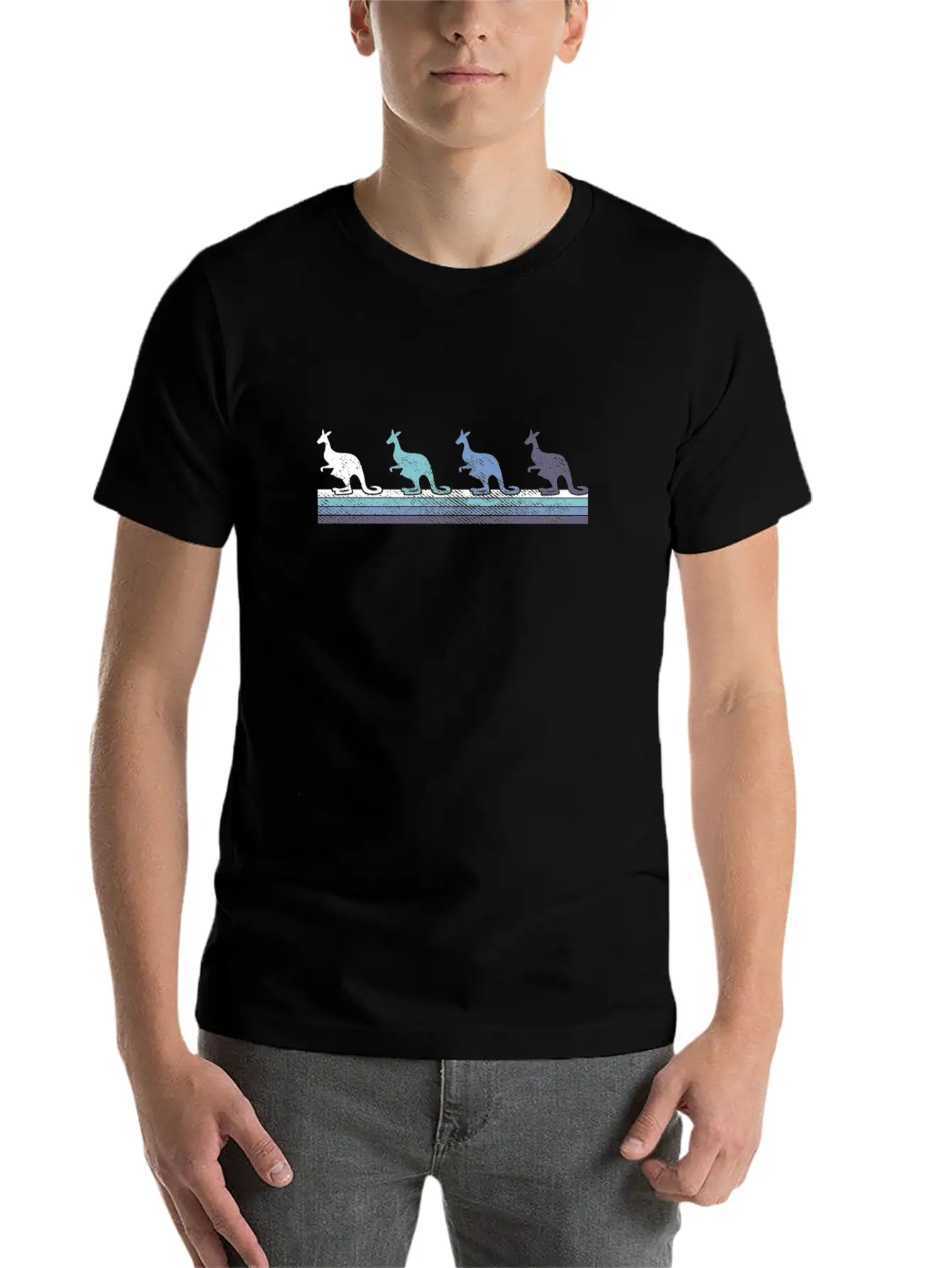 Gradient Kangaroo Silhouette Essential Unisex Summer Tee – Soft Cotton Casual Fit