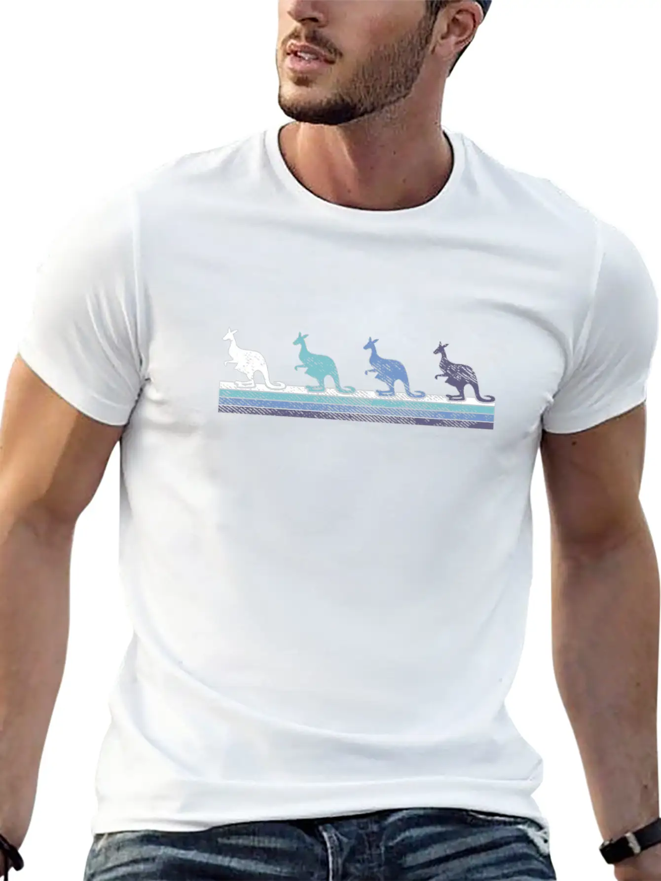 Gradient Kangaroo Silhouette Essential Unisex Summer Tee – Soft Cotton Casual Fit