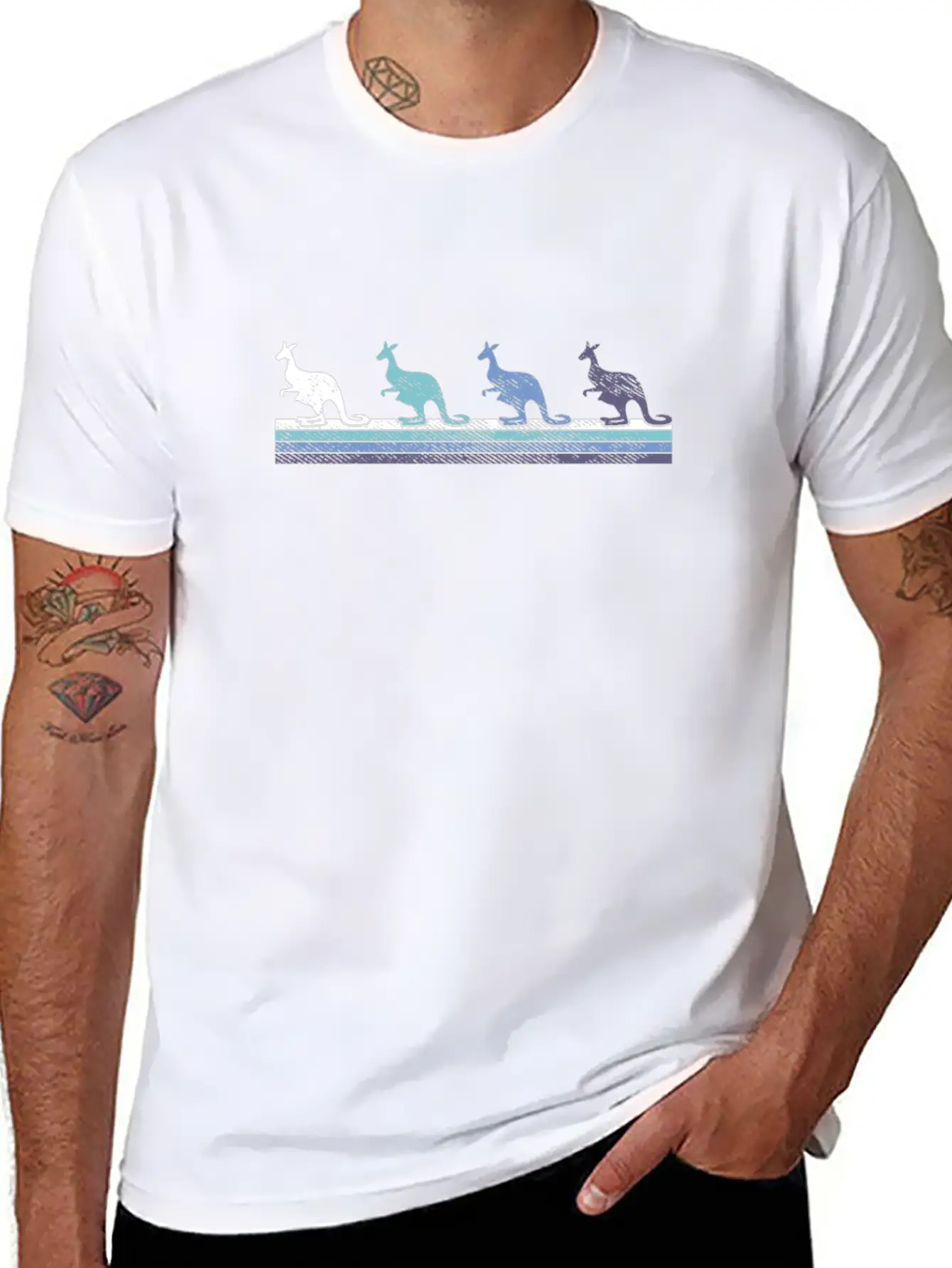 Gradient Kangaroo Silhouette Essential Unisex Summer Tee – Soft Cotton Casual Fit