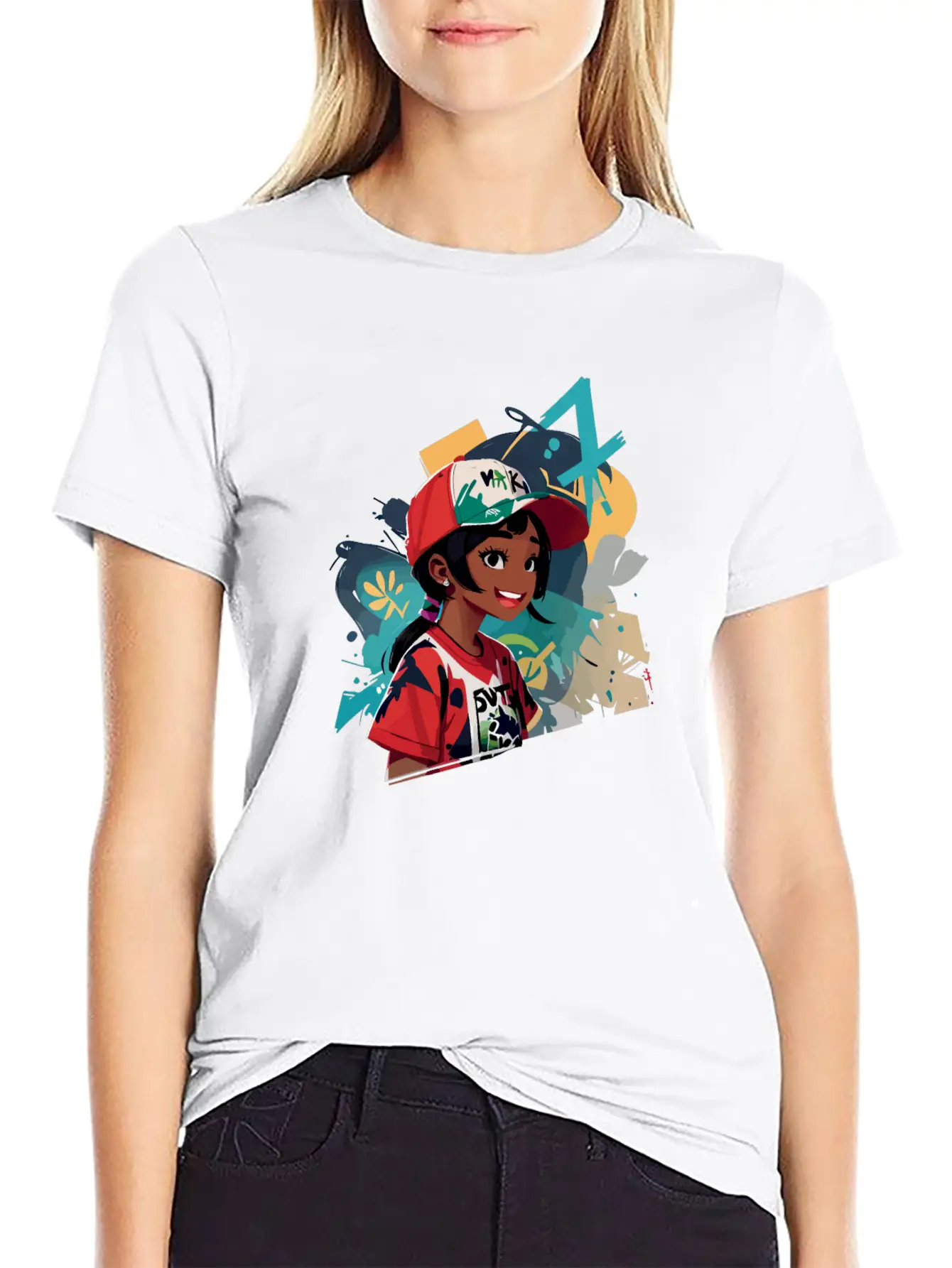 Graffiti Girl Comfortable Minimalist Graphic Tee – Summer Style Essential