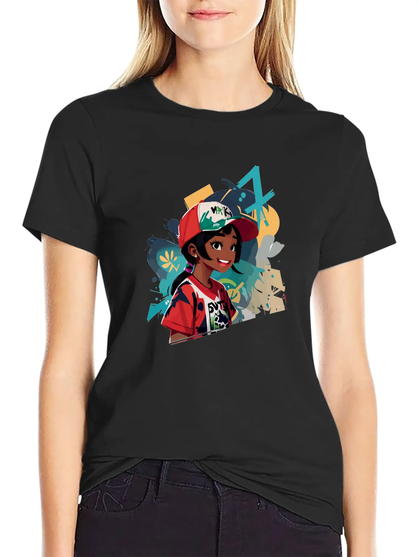 Graffiti Girl Comfortable Minimalist Graphic Tee – Summer Style Essential