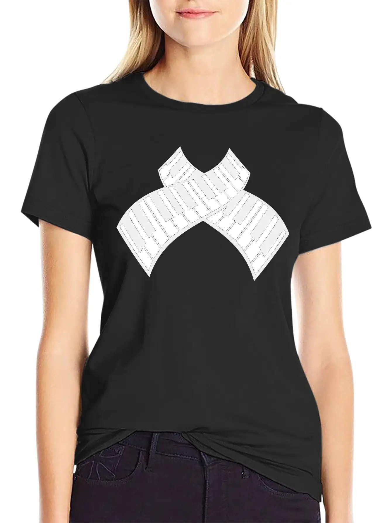 Grand Piano Organ Synthesizer Keyboard Music Logo Stylish Everyday T-Shirt – Unisex Basic Cotton Tee
