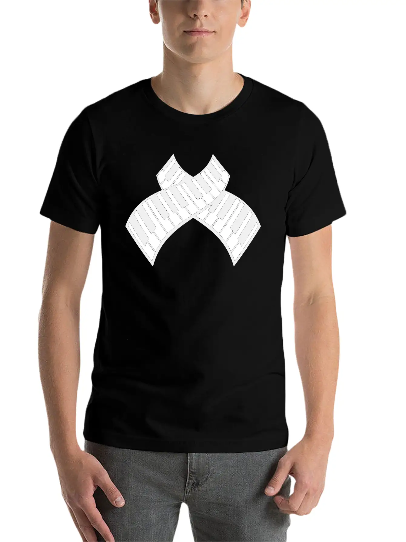 Grand Piano Organ Synthesizer Keyboard Music Logo Stylish Everyday T-Shirt – Unisex Basic Cotton Tee