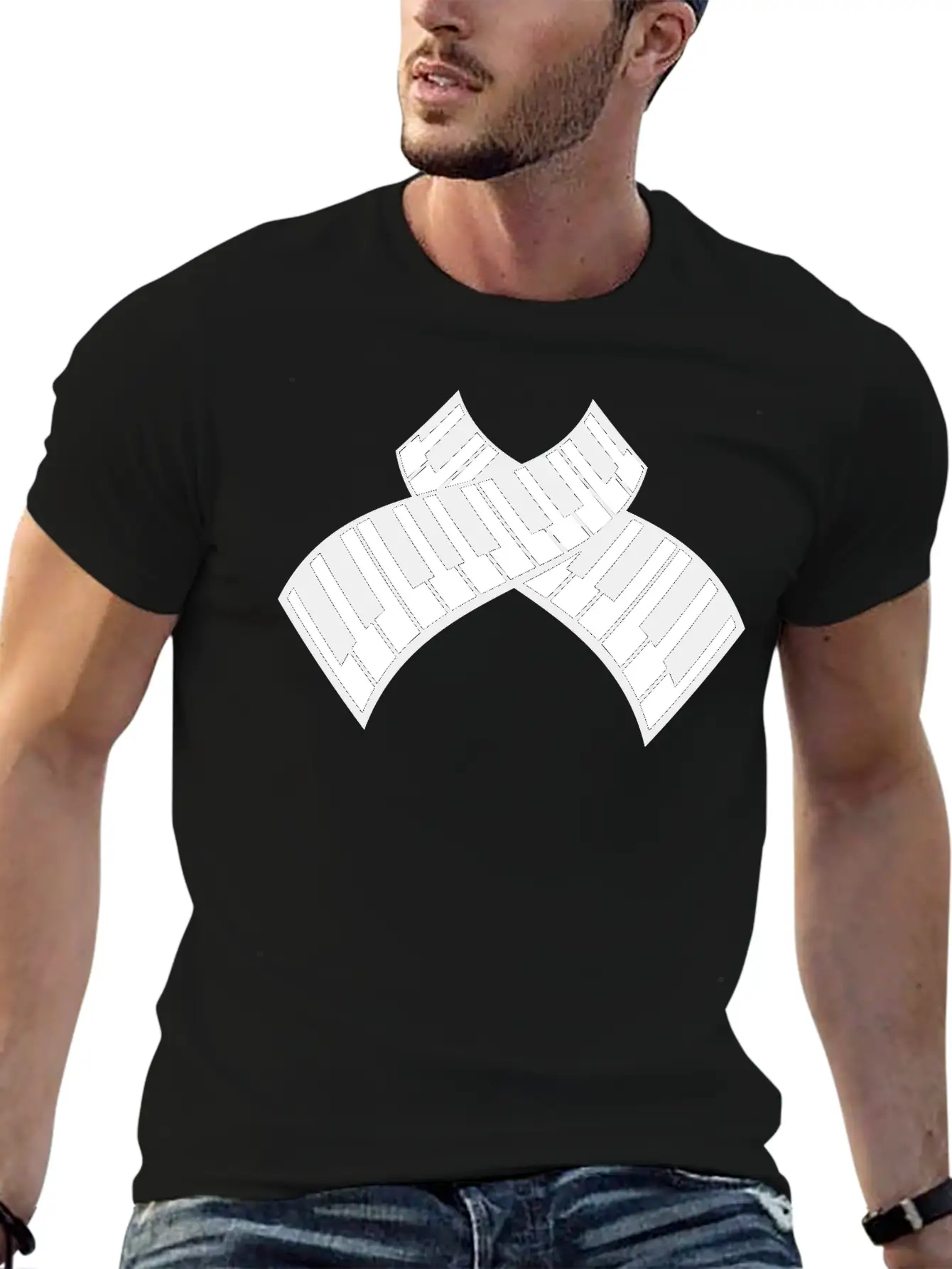 Grand Piano Organ Synthesizer Keyboard Music Logo Stylish Everyday T-Shirt – Unisex Basic Cotton Tee