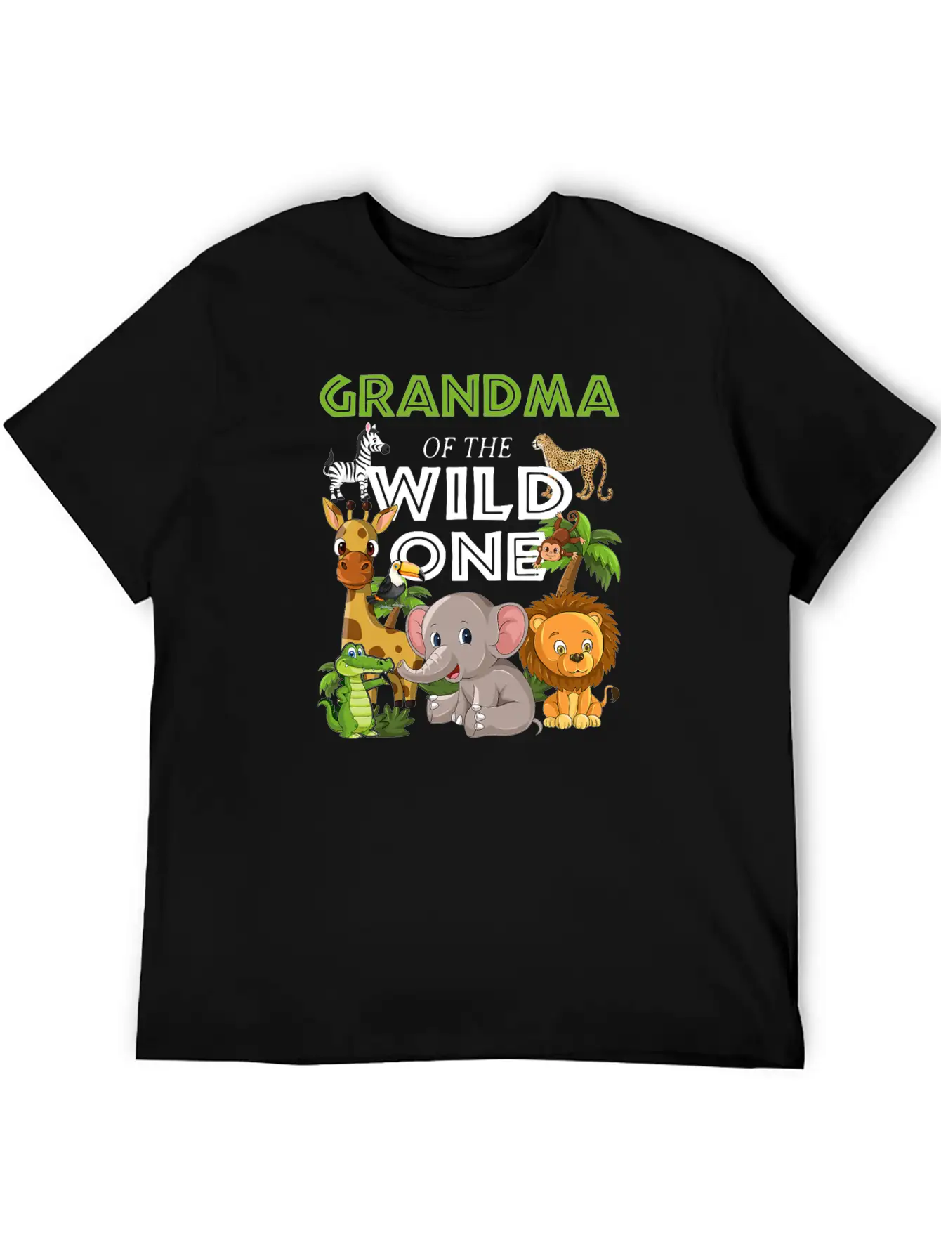 Grandma Of The Wild One Zoo Birthday Safari Jungle Stylish Everyday T-Shirt – Unisex Basic Cotton Tee