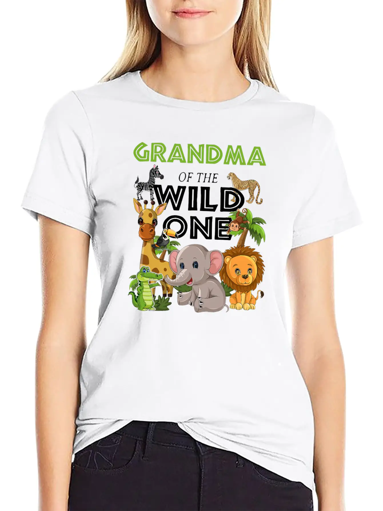 Grandma Of The Wild One Zoo Birthday Safari Jungle Stylish Everyday T-Shirt – Unisex Basic Cotton Tee
