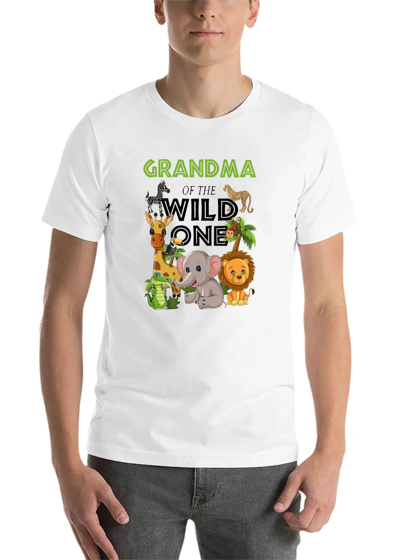 Grandma Of The Wild One Zoo Birthday Safari Jungle Stylish Everyday T-Shirt – Unisex Basic Cotton Tee