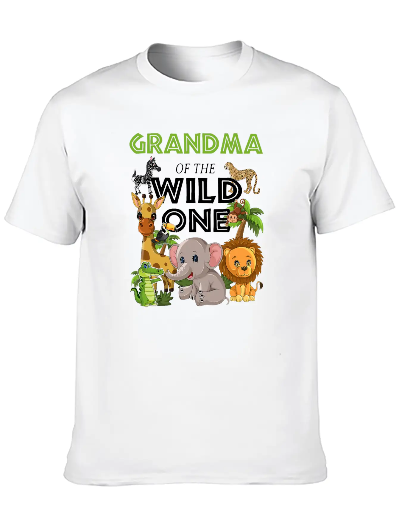 Grandma Of The Wild One Zoo Birthday Safari Jungle Stylish Everyday T-Shirt – Unisex Basic Cotton Tee