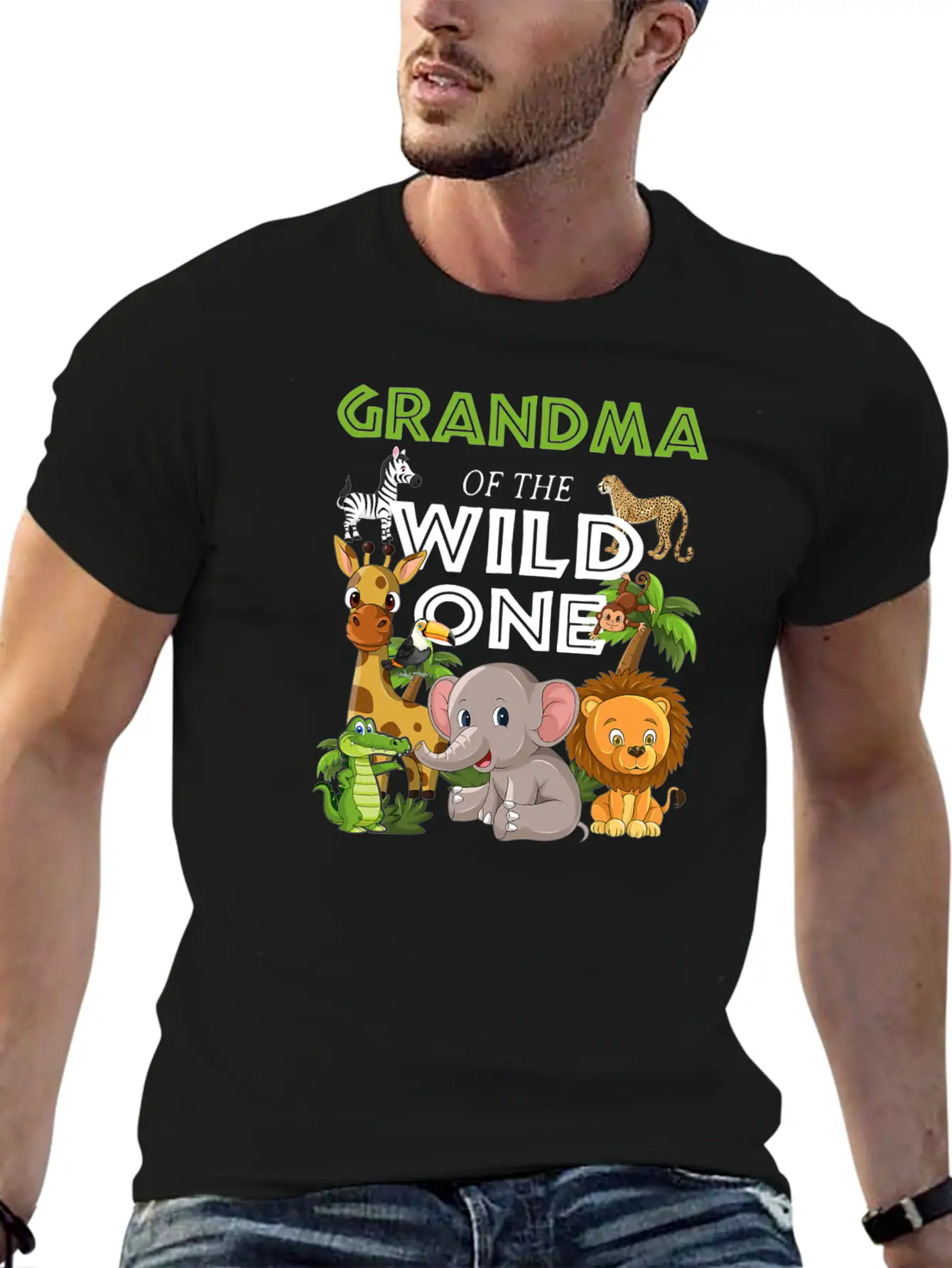 Grandma Of The Wild One Zoo Birthday Safari Jungle Stylish Everyday T-Shirt – Unisex Basic Cotton Tee