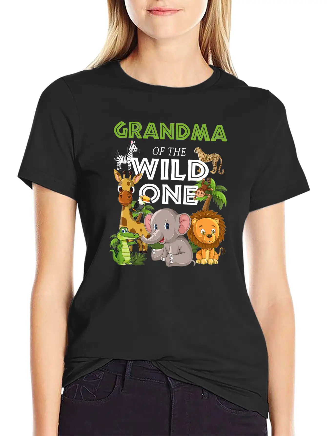 Grandma Of The Wild One Zoo Birthday Safari Jungle Stylish Everyday T-Shirt – Unisex Basic Cotton Tee