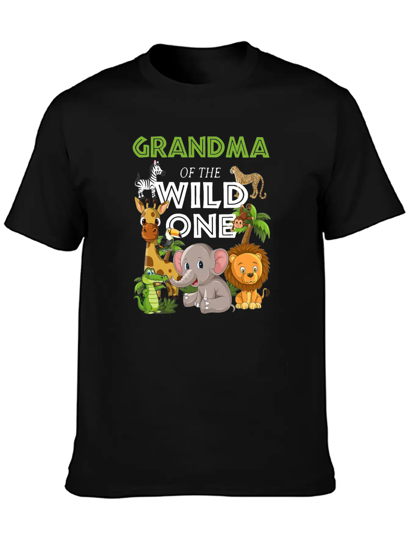 Grandma Of The Wild One Zoo Birthday Safari Jungle Stylish Everyday T-Shirt – Unisex Basic Cotton Tee