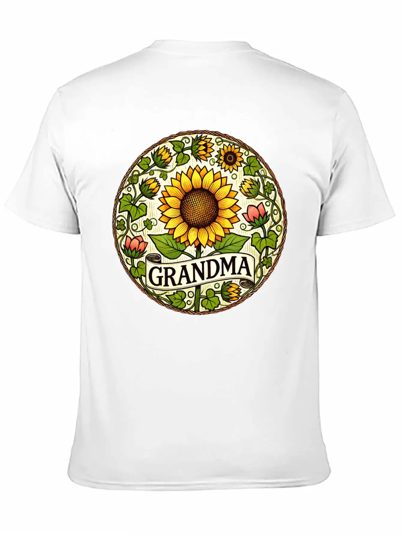 Grandma Sunflower Basic Graphic T-Shirt – Daily Comfort In Soft Cotton