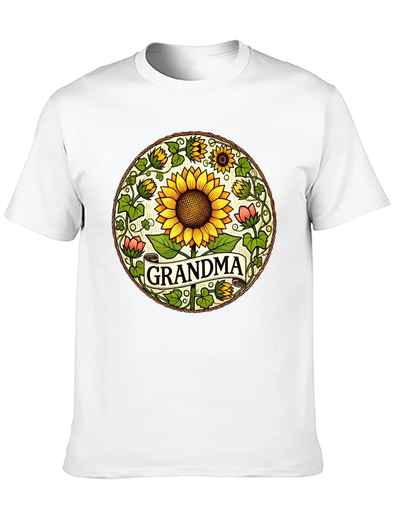 Grandma Sunflower Basic Graphic T-Shirt – Daily Comfort In Soft Cotton