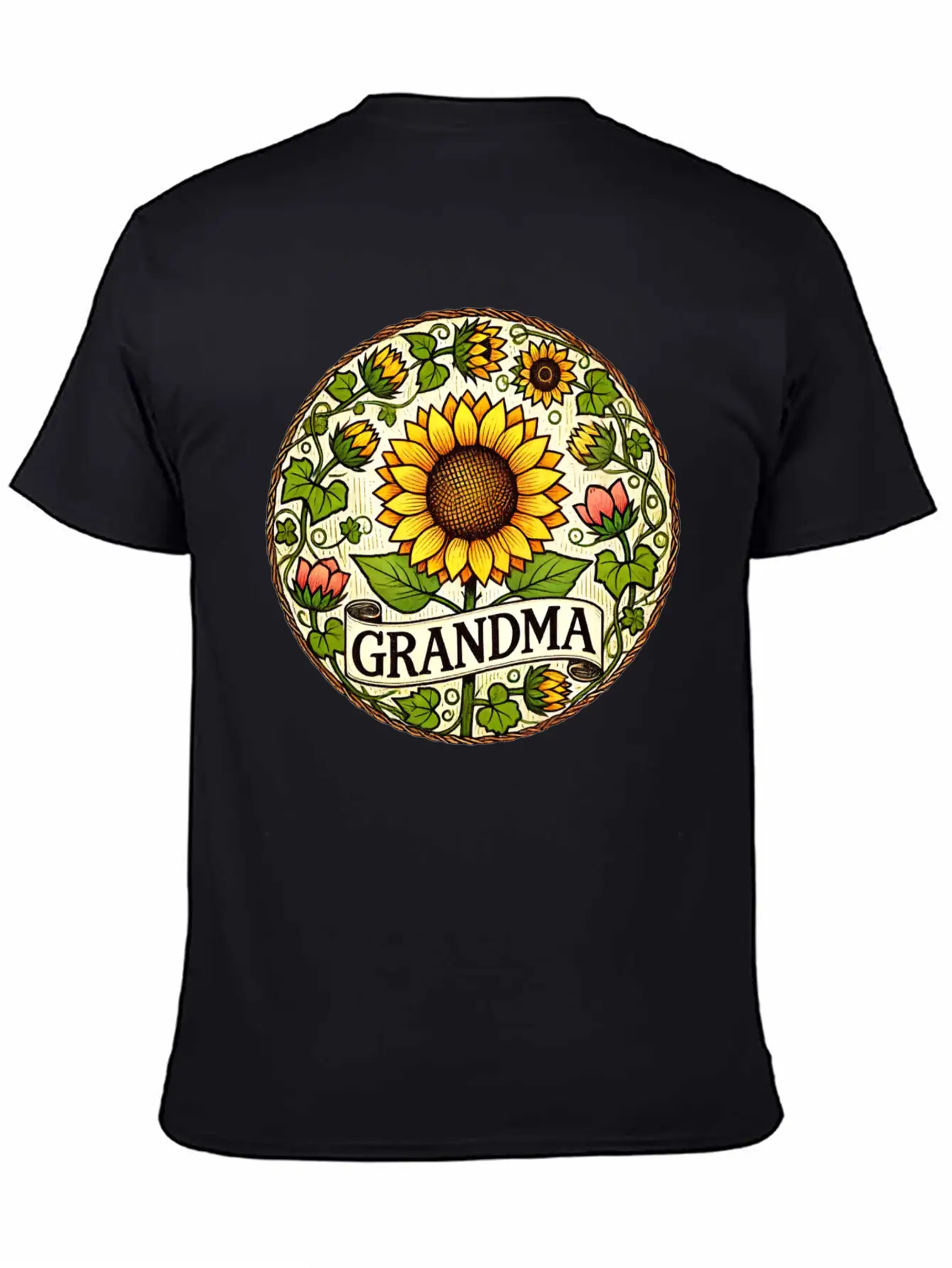 Grandma Sunflower Basic Graphic T-Shirt – Daily Comfort In Soft Cotton