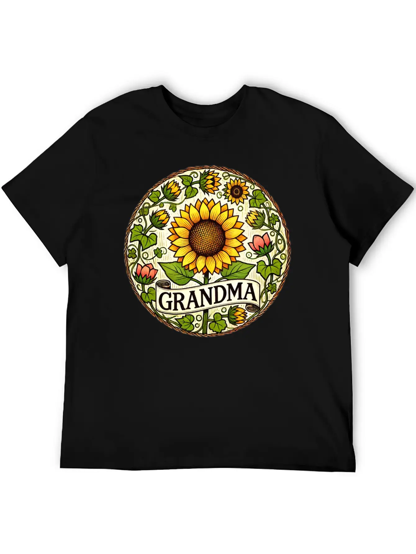 Grandma Sunflower Basic Graphic T-Shirt – Daily Comfort In Soft Cotton