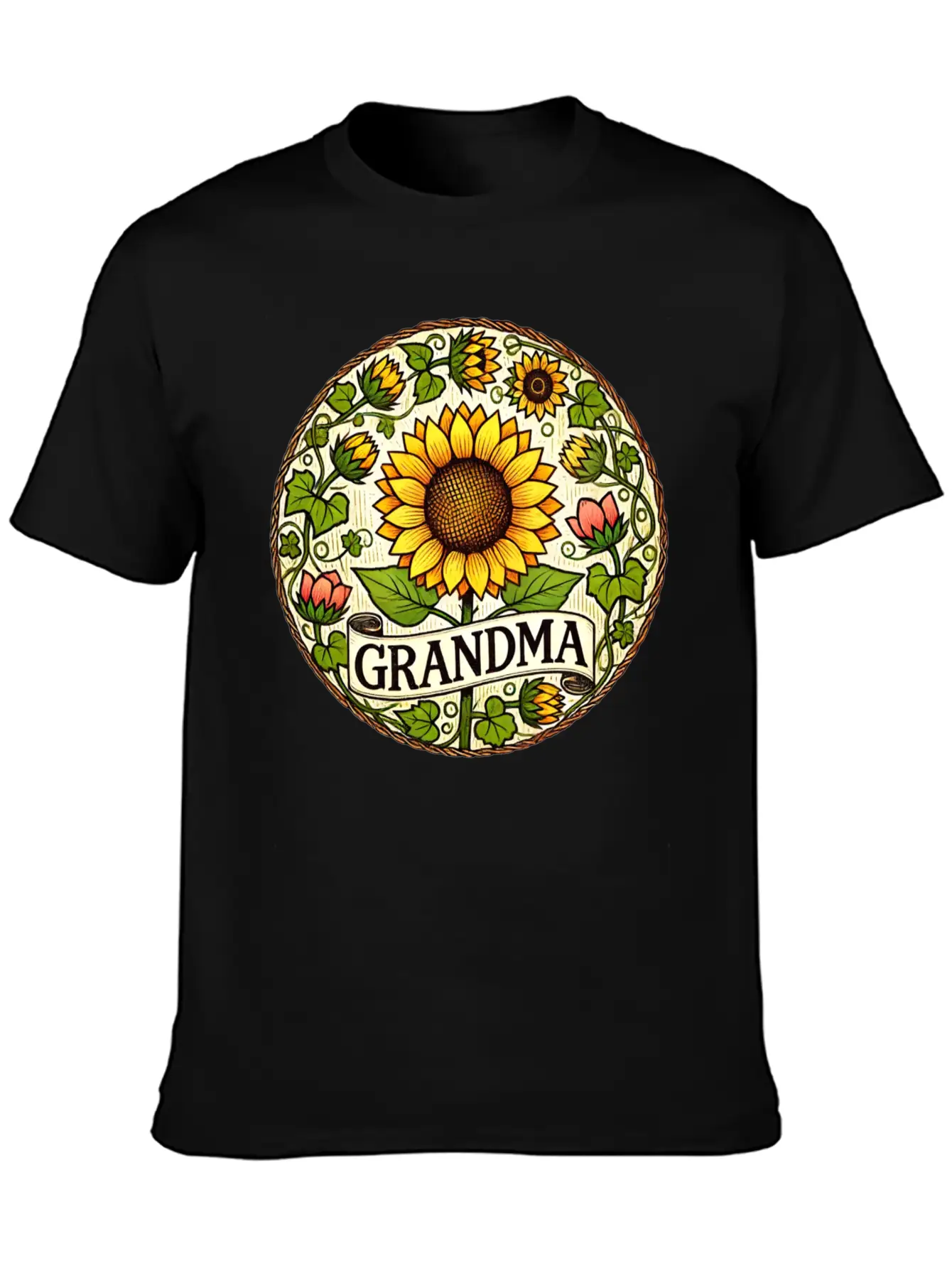Grandma Sunflower Basic Graphic T-Shirt – Daily Comfort In Soft Cotton