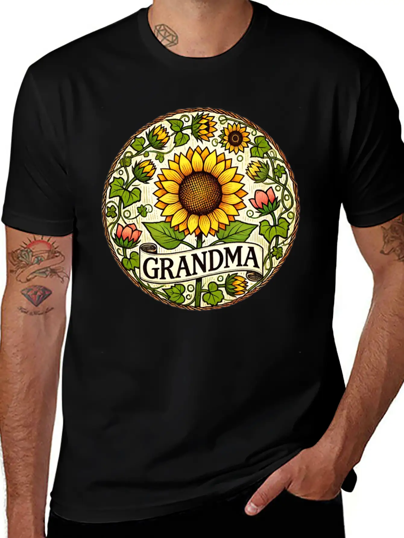 Grandma Sunflower Stylish Everyday T-Shirt – Unisex Basic Cotton Tee
