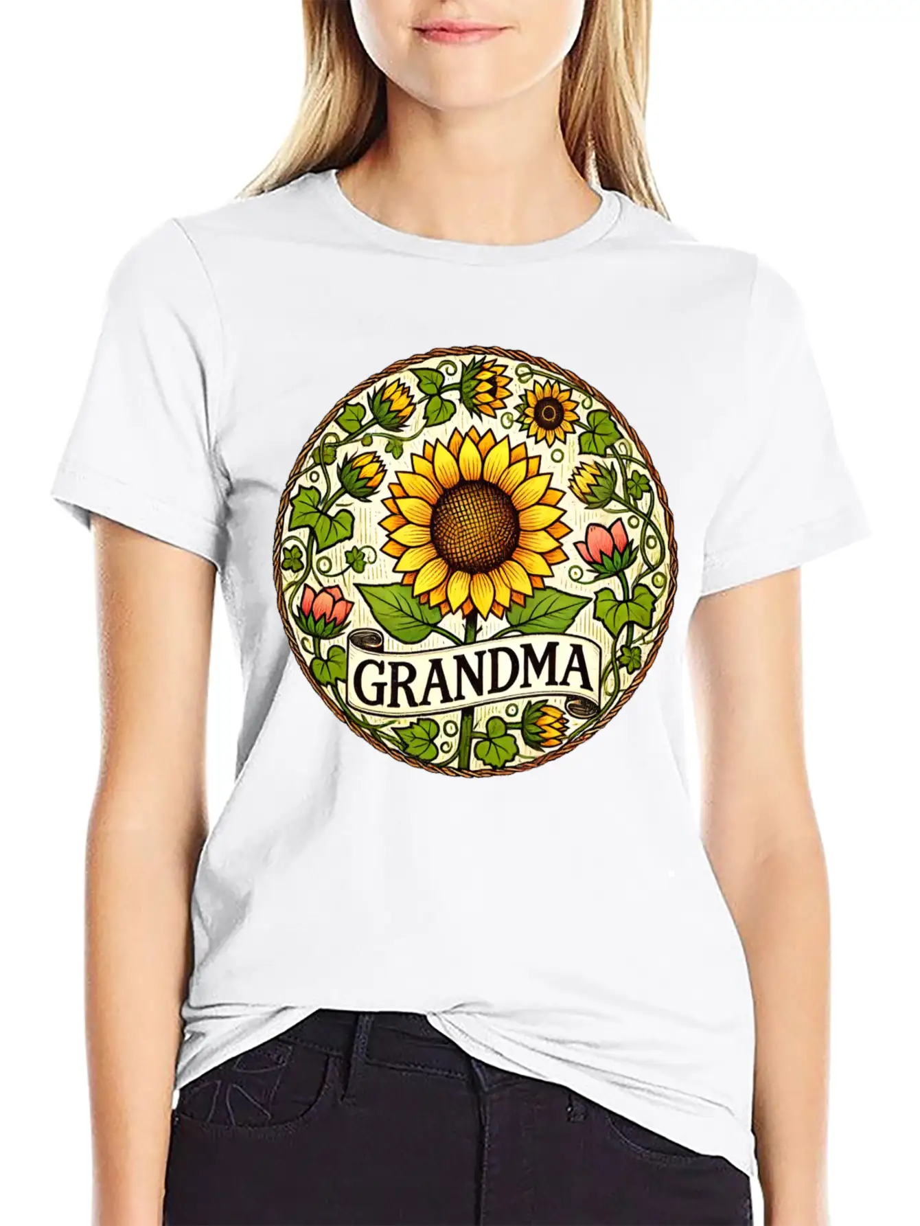 Grandma Sunflower Stylish Everyday T-Shirt – Unisex Basic Cotton Tee