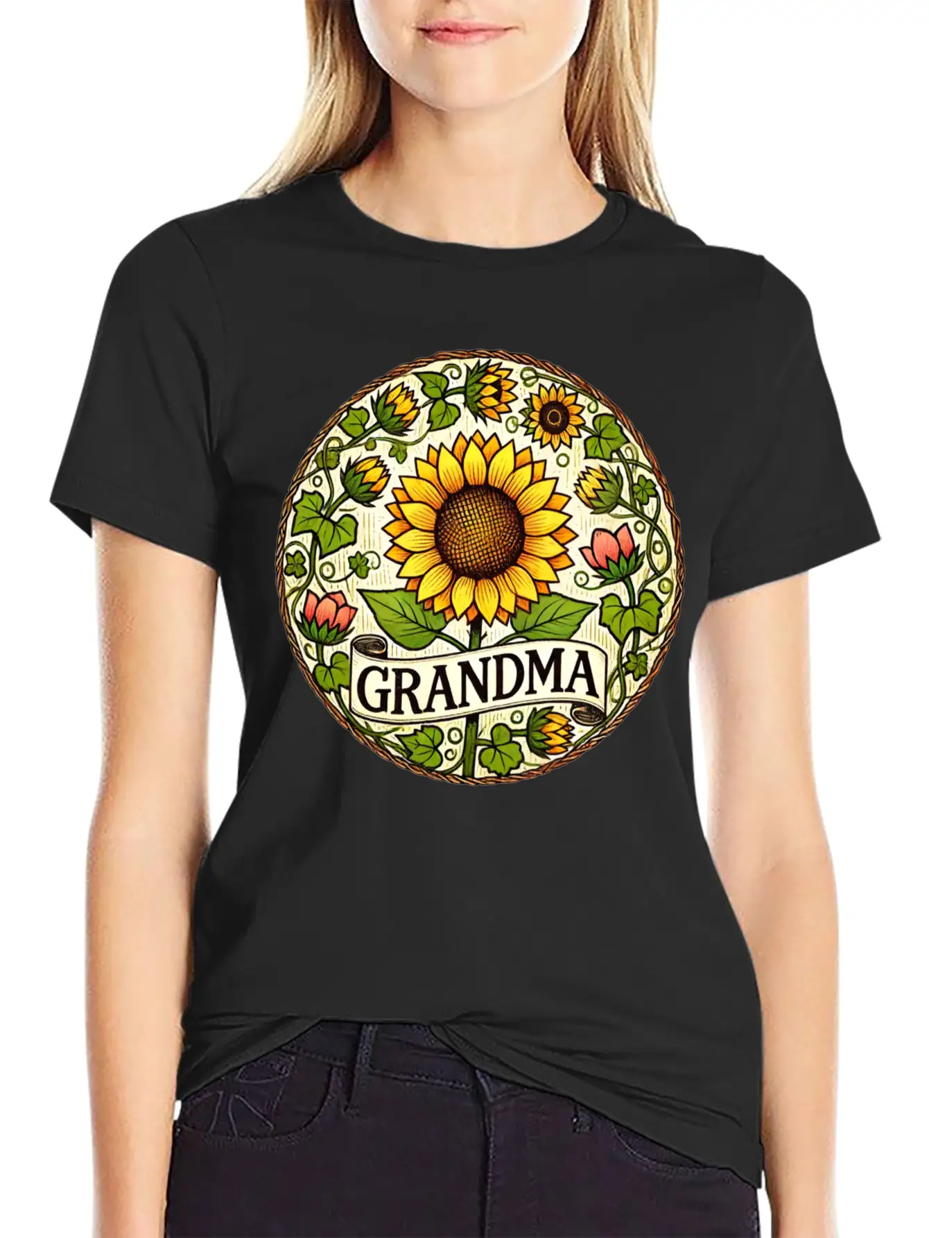 Grandma Sunflower Stylish Everyday T-Shirt – Unisex Basic Cotton Tee