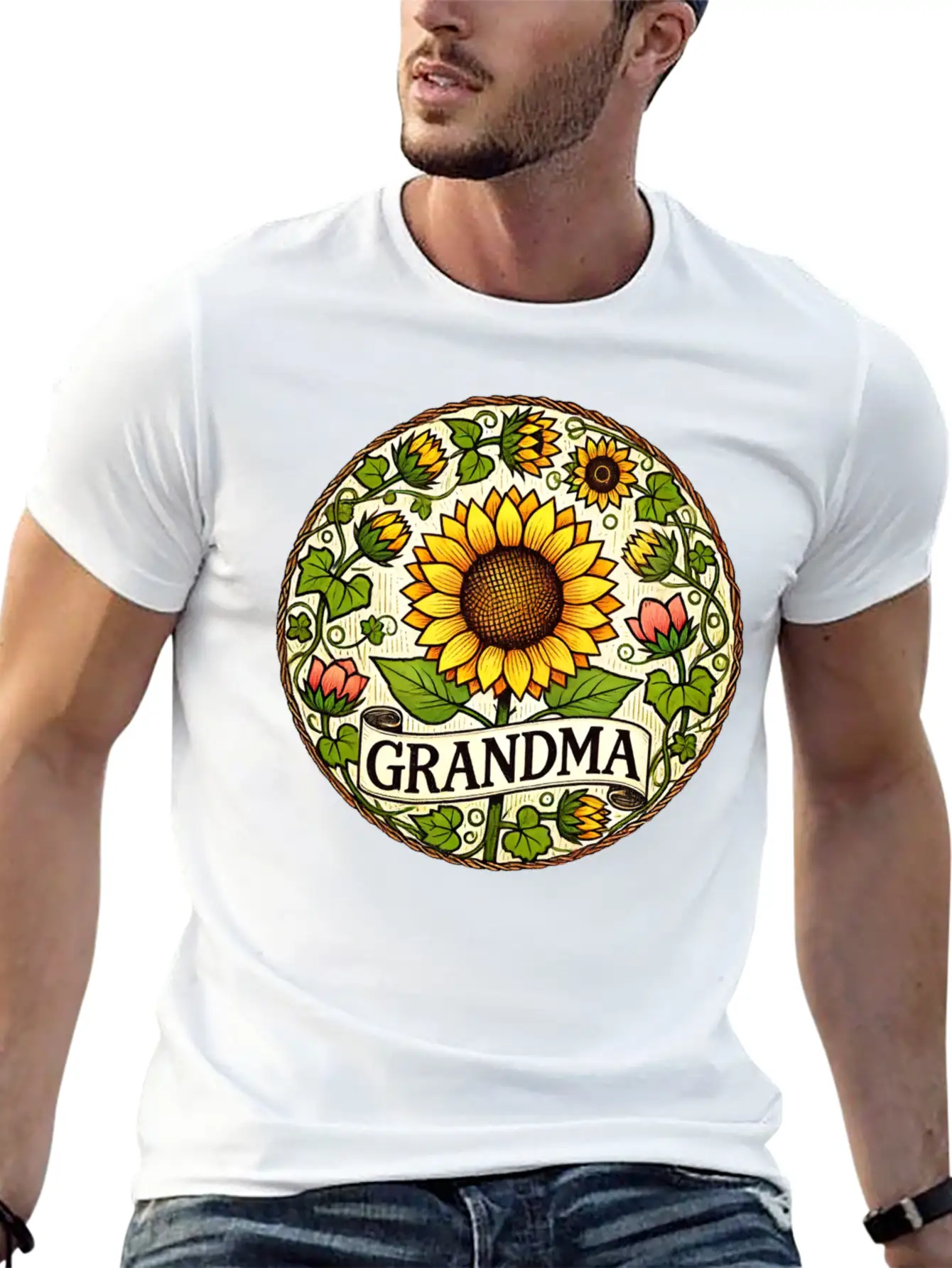 Grandma Sunflower Stylish Everyday T-Shirt – Unisex Basic Cotton Tee