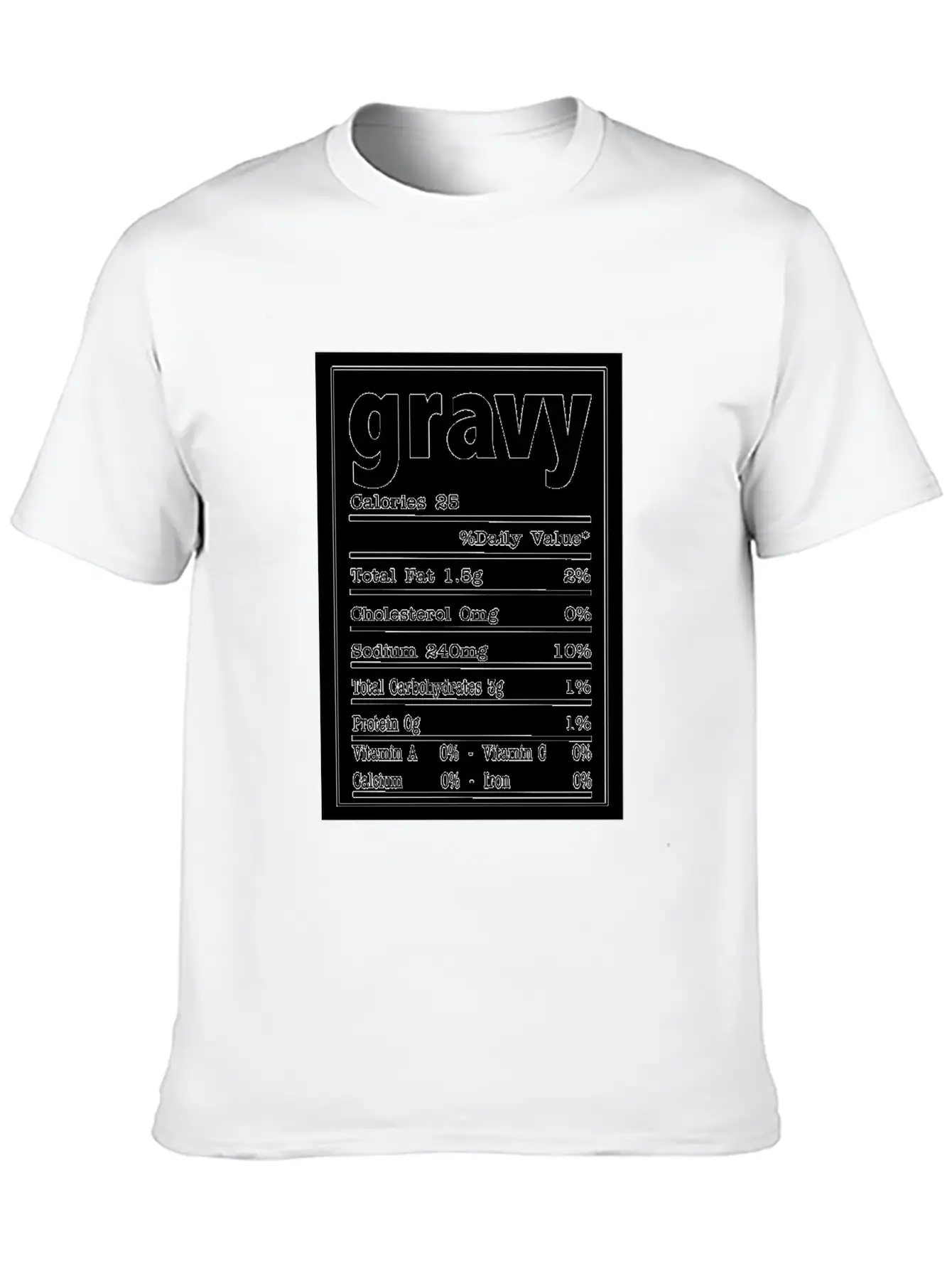 Gravy Nutrition Food Facts Costume Design Stylish Everyday T-Shirt – Unisex Basic Cotton Tee