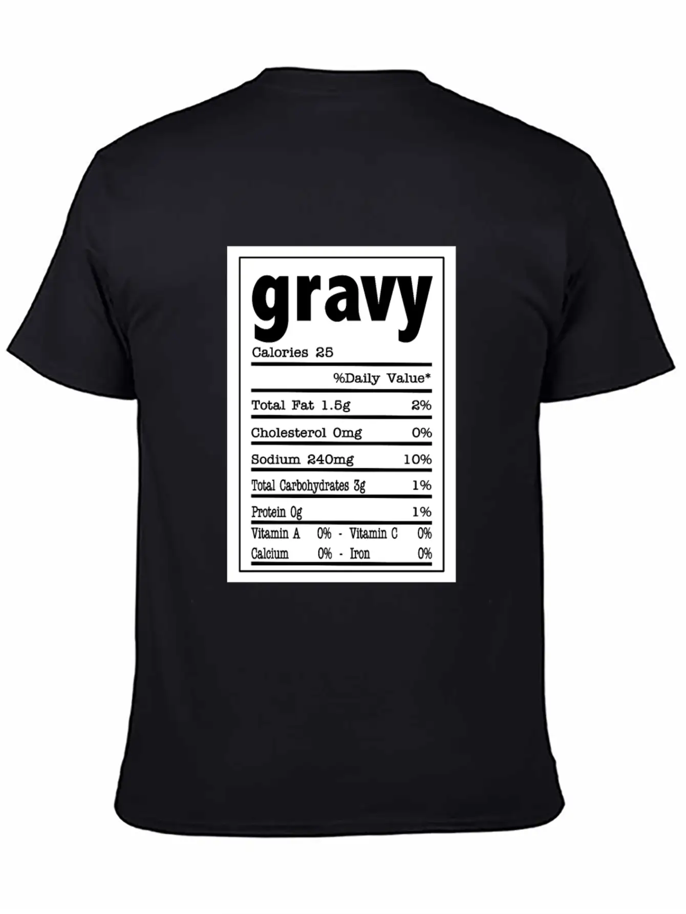 Gravy Nutrition Food Facts Costume Design Stylish Everyday T-Shirt – Unisex Basic Cotton Tee