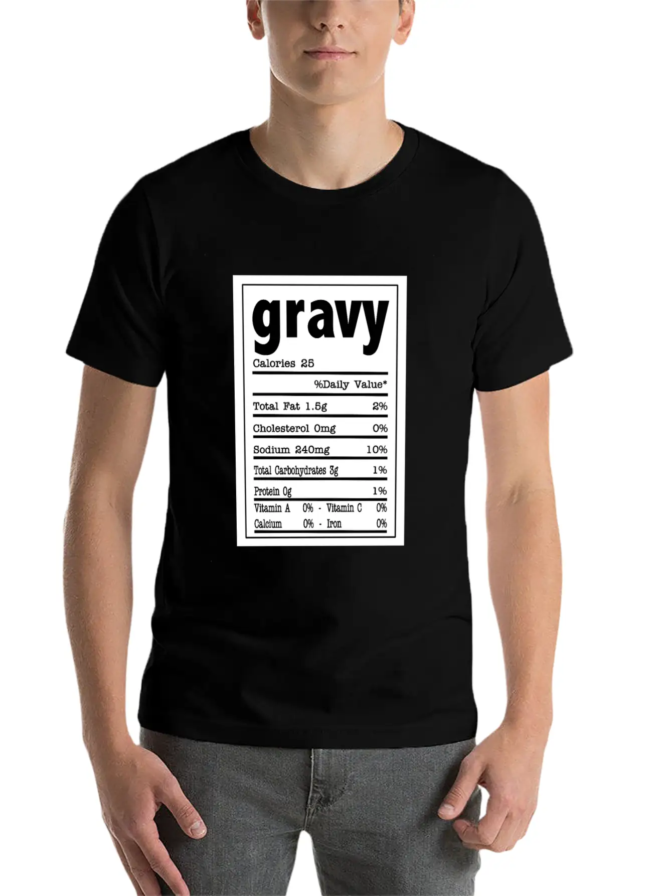 Gravy Nutrition Food Facts Costume Design Stylish Everyday T-Shirt – Unisex Basic Cotton Tee