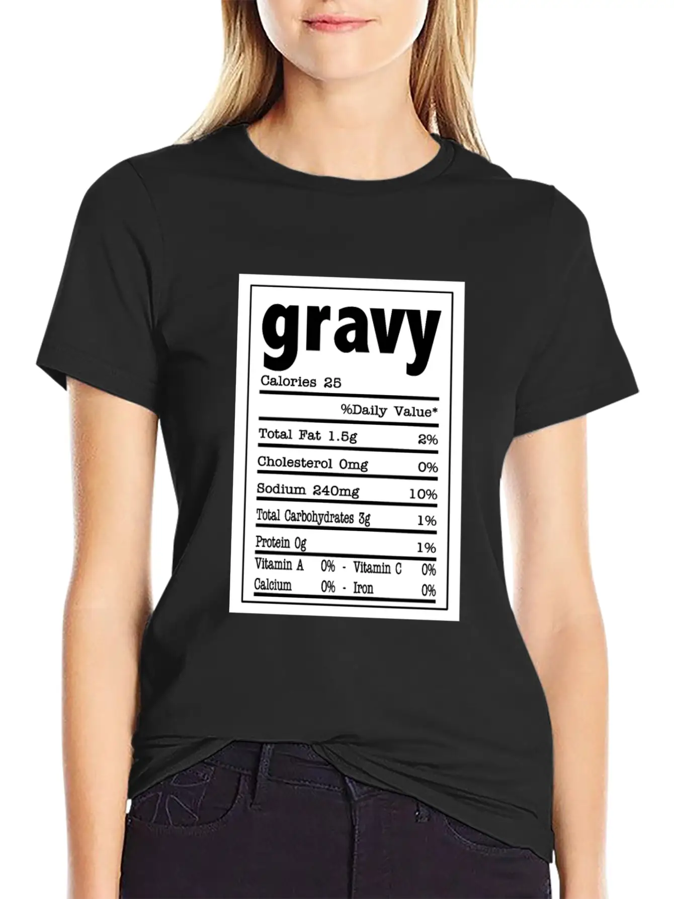 Gravy Nutrition Food Facts Costume Design Stylish Everyday T-Shirt – Unisex Basic Cotton Tee
