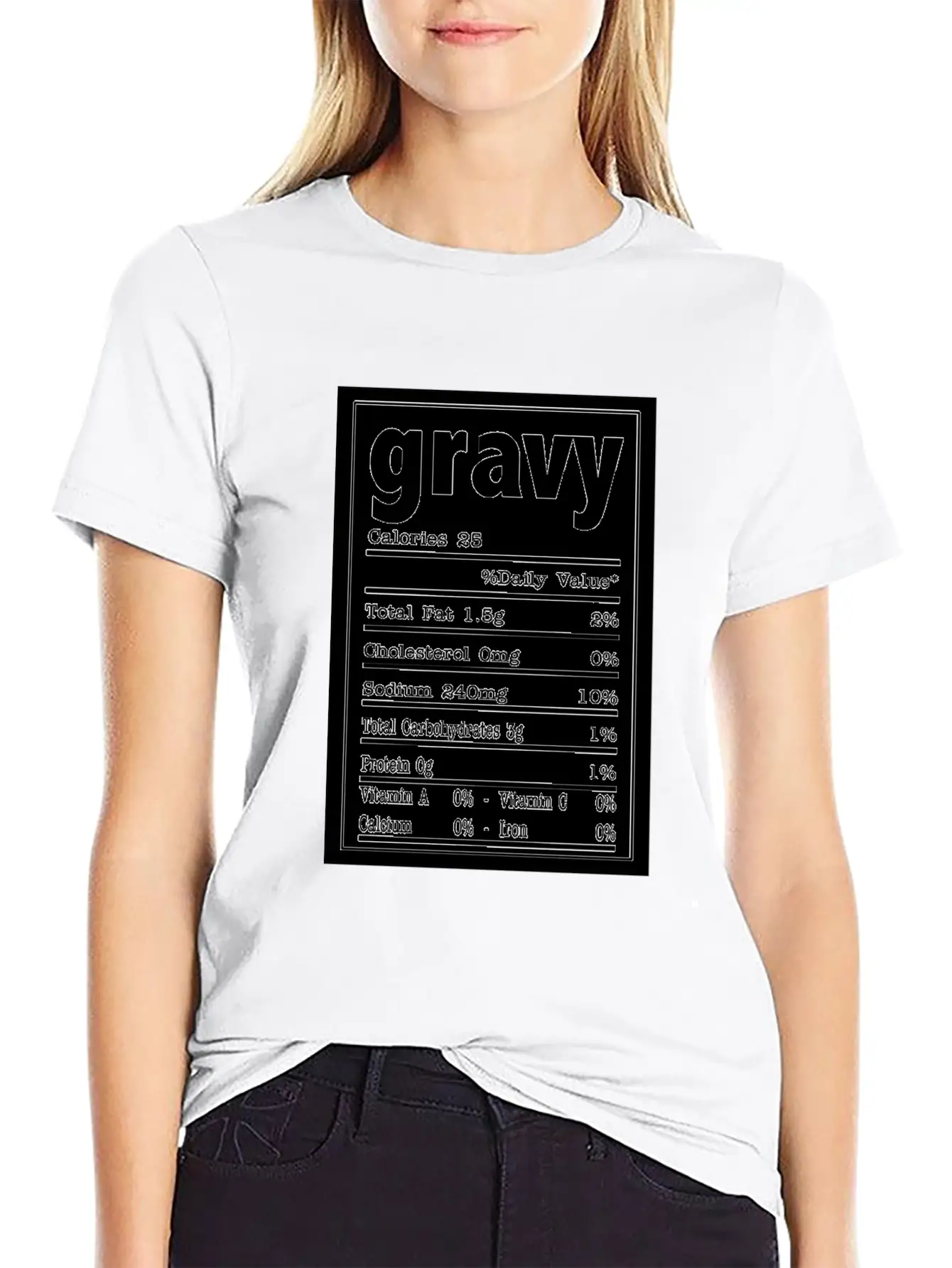 Gravy Nutrition Food Facts Costume Design Stylish Everyday T-Shirt – Unisex Basic Cotton Tee